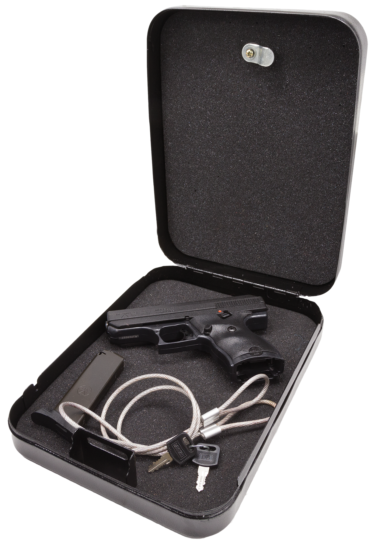 Hi-Point 916HSP CF Home Security Package 9mm Luger 8+1 3.50" Black Steel Barrel Black Powder Coated/Chrome Serrated Steel Slide Black Polymer Frame Black Polymer Grip, Keyed Lock Box