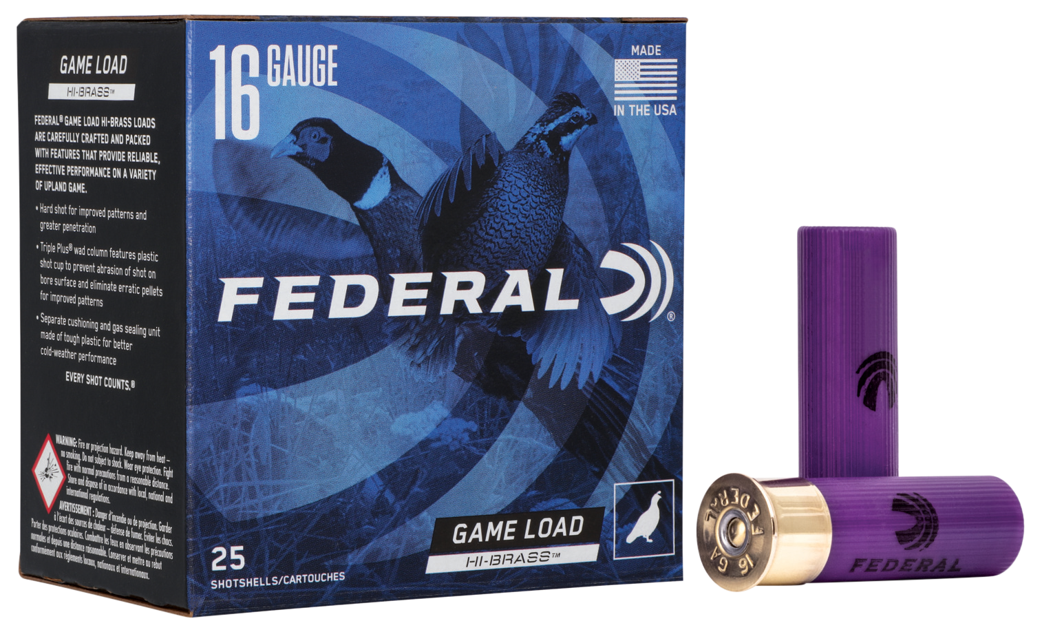 Federal H1634 Game-Shok High Brass 16Gauge 2.75" 1 1/8oz 4Shot 25 Per Box/10 Case