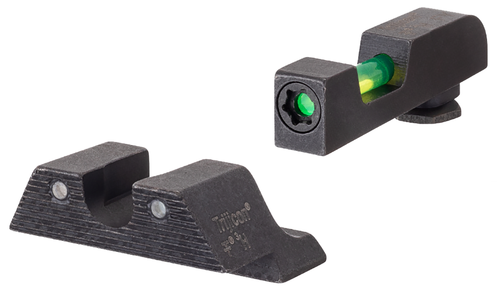 Trijicon 601106 DI Night Sight Set Green Tritium/Fiber Optic/Black Outline Front, Green Tritium Rear, Black Frame, Fits Glock 42/43/43X/48 Excludes MOS