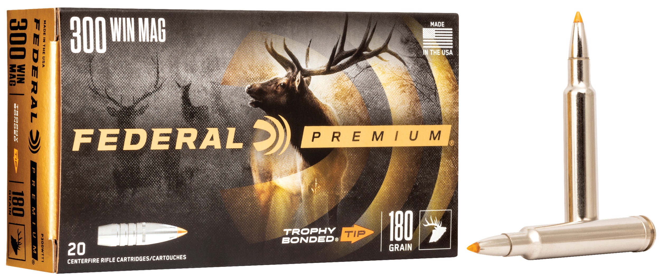Federal P300WTT1 Premium 300WinMag 180gr Trophy Bonded Tip 20 Per Box/10 Case