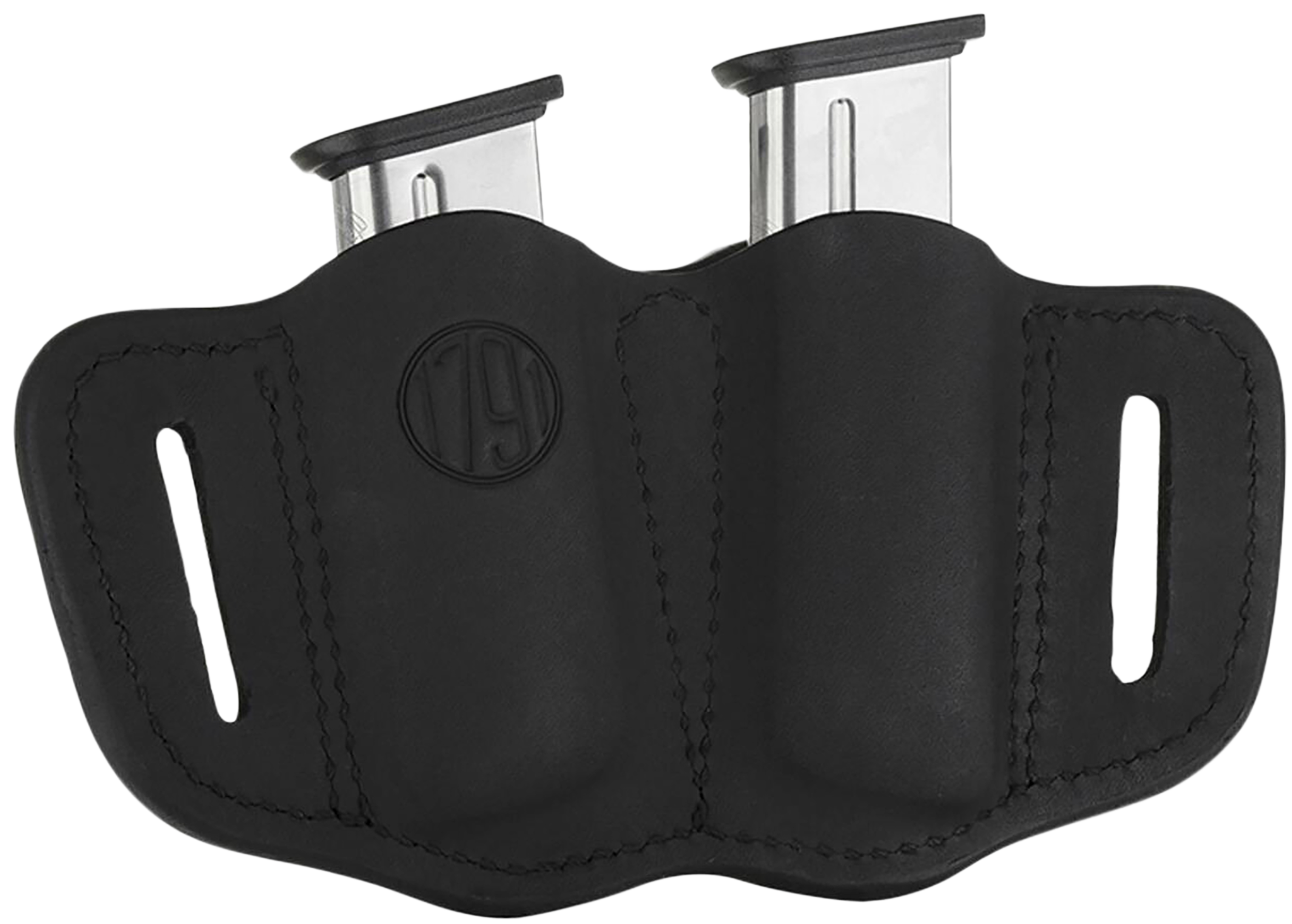 1791 Gunleather MAG21SBLA MAG2.1 Double Mag Holster Stealth Black Leather Belt Slide Belts 1.50" Wide Compatible w/ Single Stack Ambidextrous