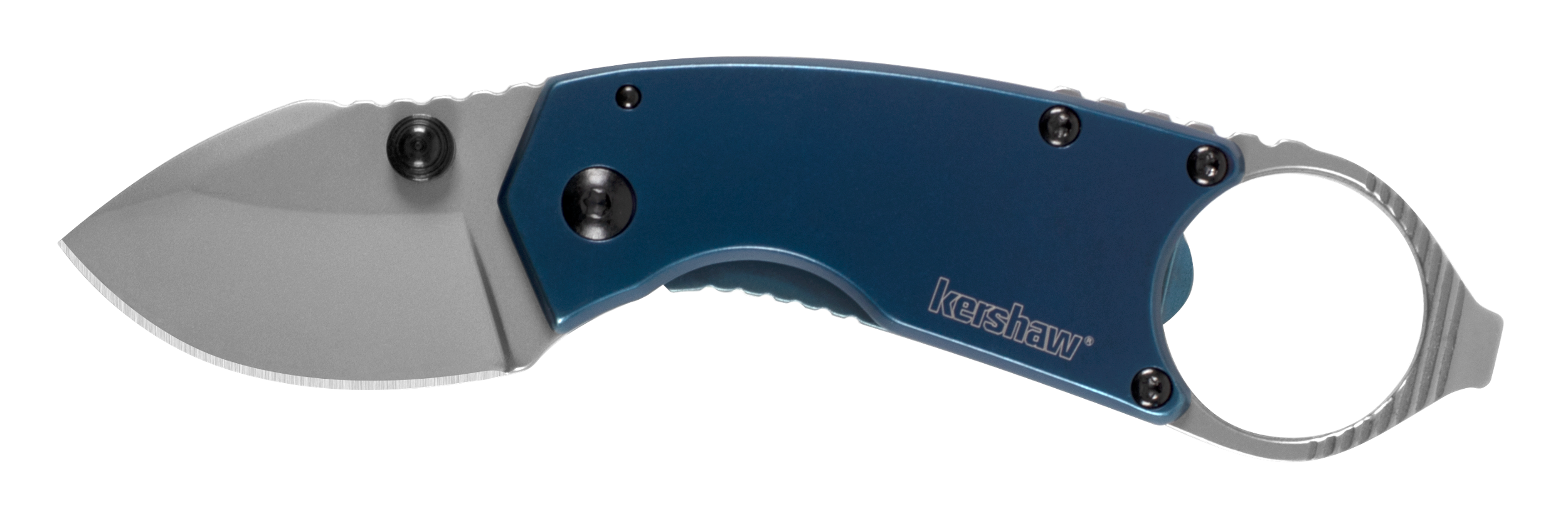 Kershaw 8710 Antic  1.70" Folding Drop Point Plain Bead Blasted 8Cr13MoV SS Blade Blue PVD Stainless Steel Handle Includes Pocket Clip