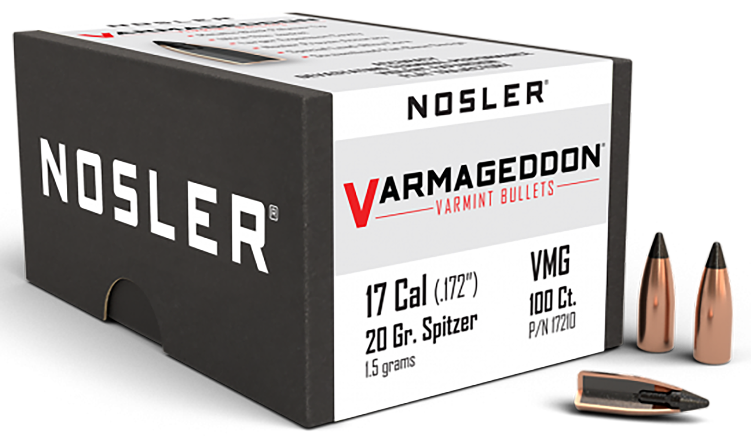 Nosler 17210 Varmageddon  17Cal 20gr Flat Base Tipped 100/Box