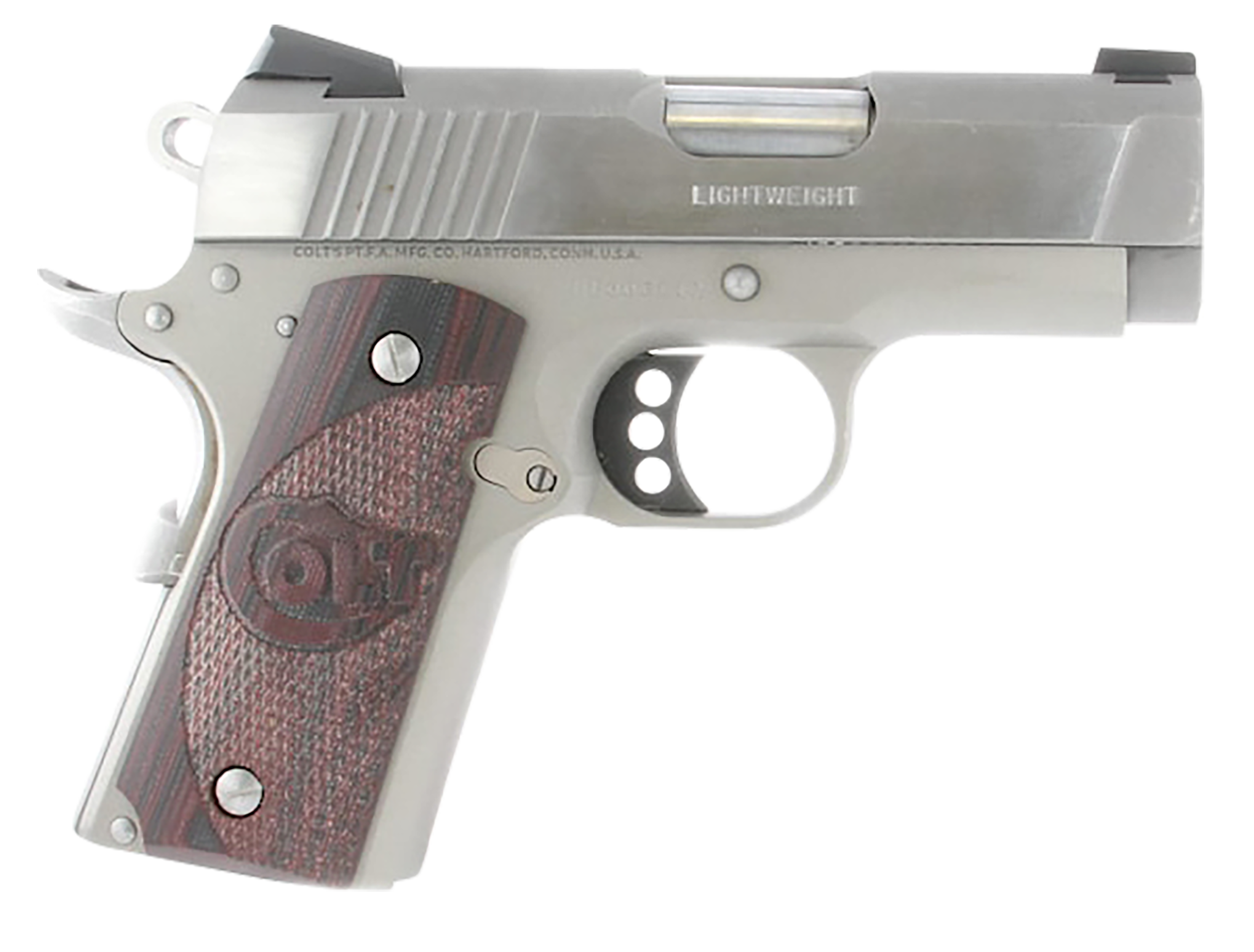 Colt Mfg O7000XE Defender  Compact 45 ACP 7+1 3" Steel Barrel, Stainless Serrated Slide, Matte Stainless Aluminum Frame w/Beavertail, Black Cherry Tactical G10 Grips, Ambidextrous