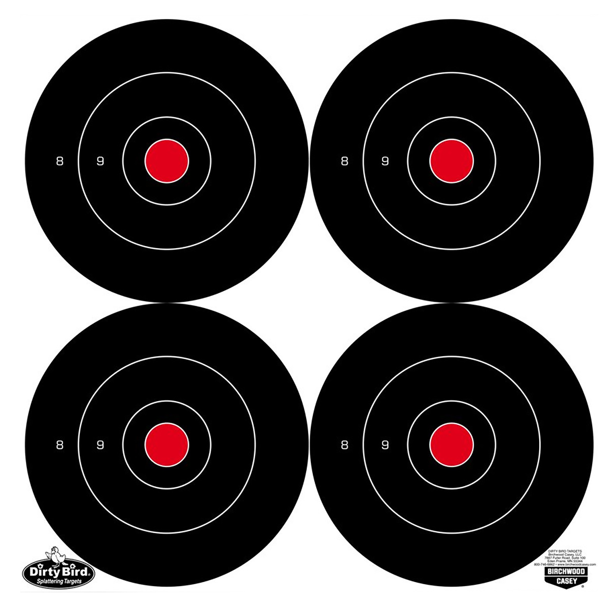 Birchwood Casey 35504 Dirty Bird 5.50" Bullseye Tagboard Hanging Black/White 12 PK