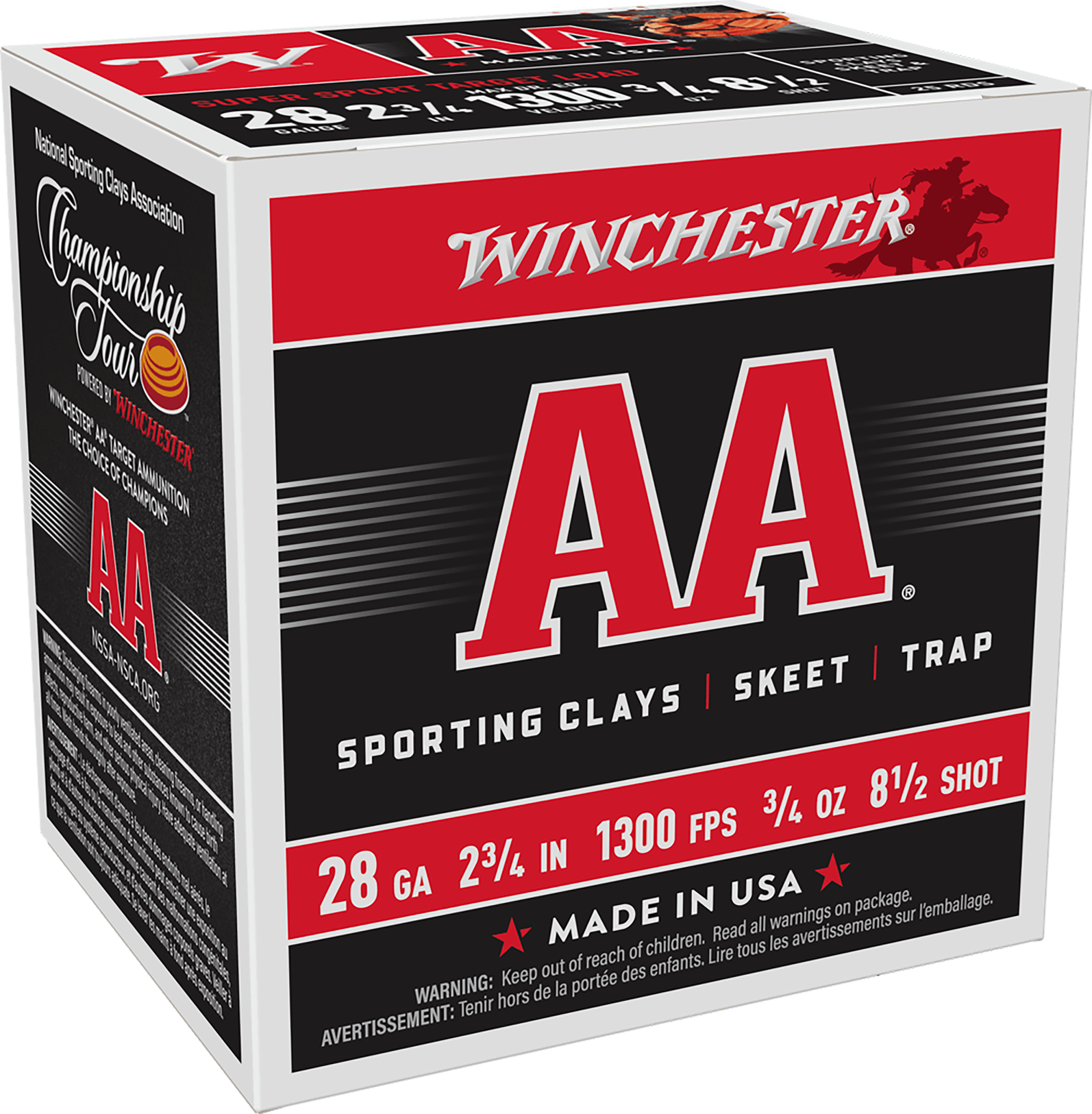 Winchester Ammo AASC2885 AA Super Sport Sporting Clay 28Gauge 2.75" 3/4oz 8.5Shot 25 Per Box/10 Case