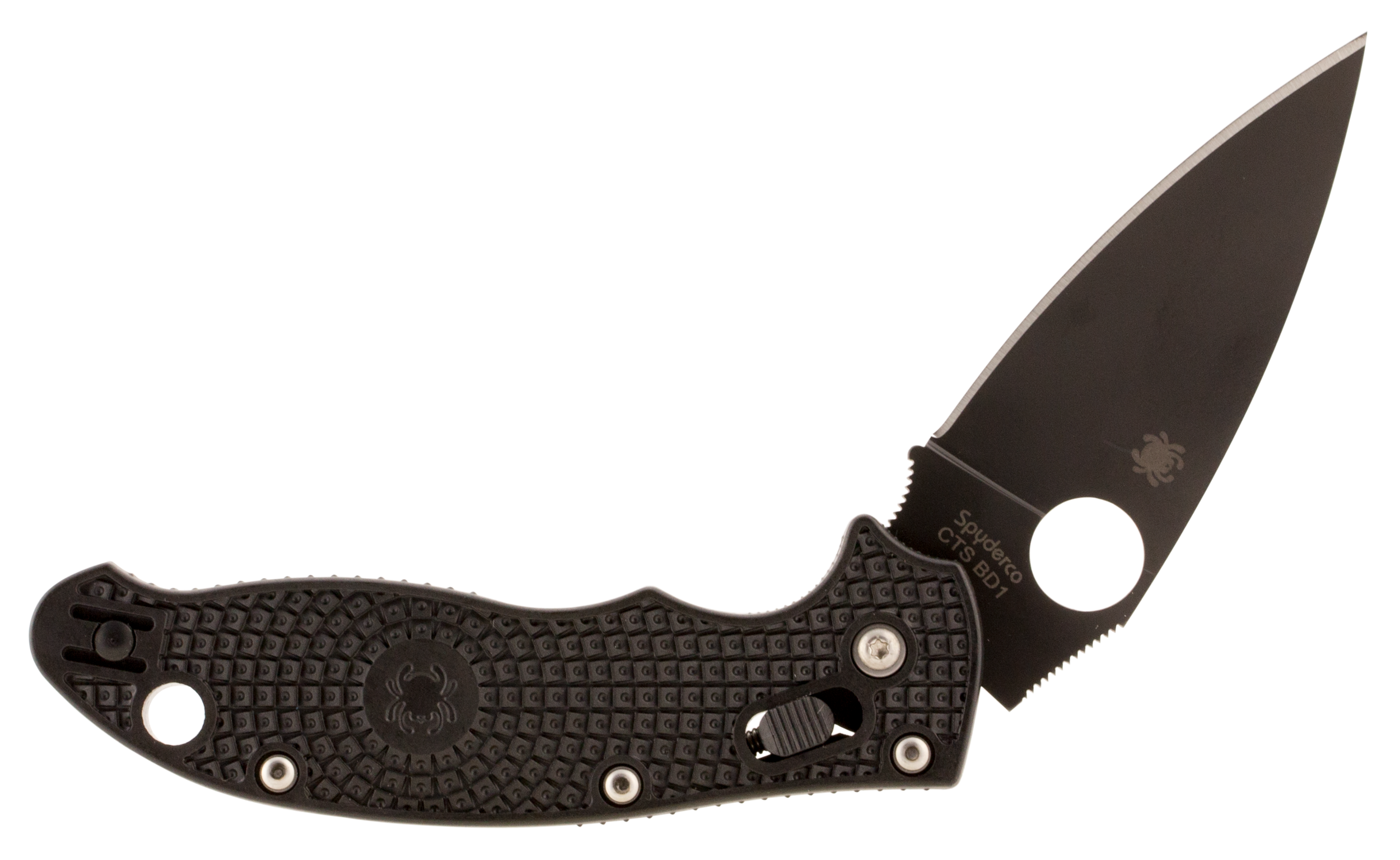 Spyderco C101PBBK2 Manix 2 Lightweight 3.37" Folding Drop Point Plain Black DLC BD1 Steel Blade Black FRCP Handle Includes Pocket Clip