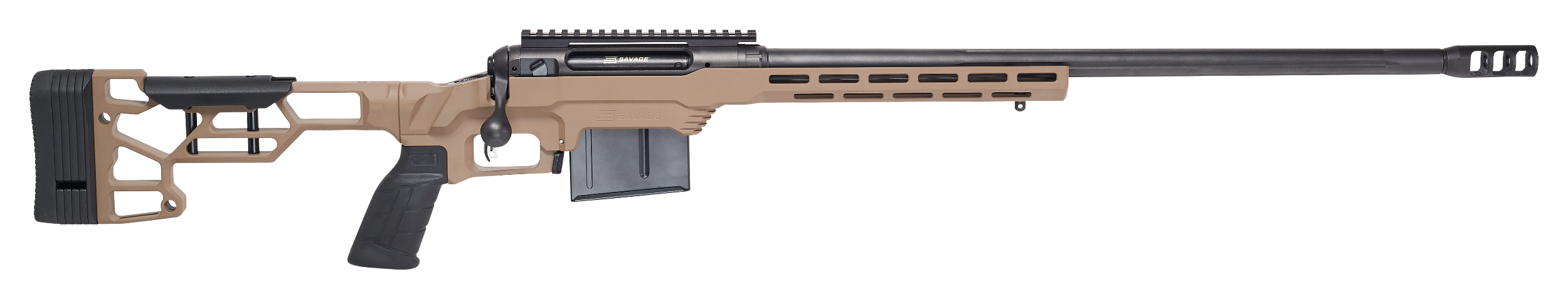 Savage Arms 57694 110 Precision 6.5 PRC 7+1 24", Matte Black Rec/Barrel, Flat Dark Earth Cerakote MDT LSS XL Chassis, Polymer Grip