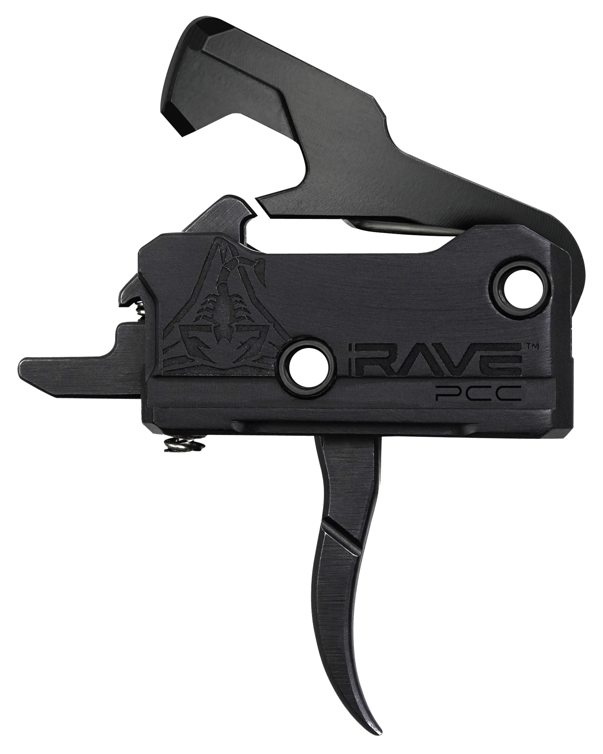 Rise Armament T017PCCBLK Rave Pistol Caliber Carbine Single-Stage Curved Trigger with 3.50 lbs Draw Weight & Black Nitride Finish for AR-Platform