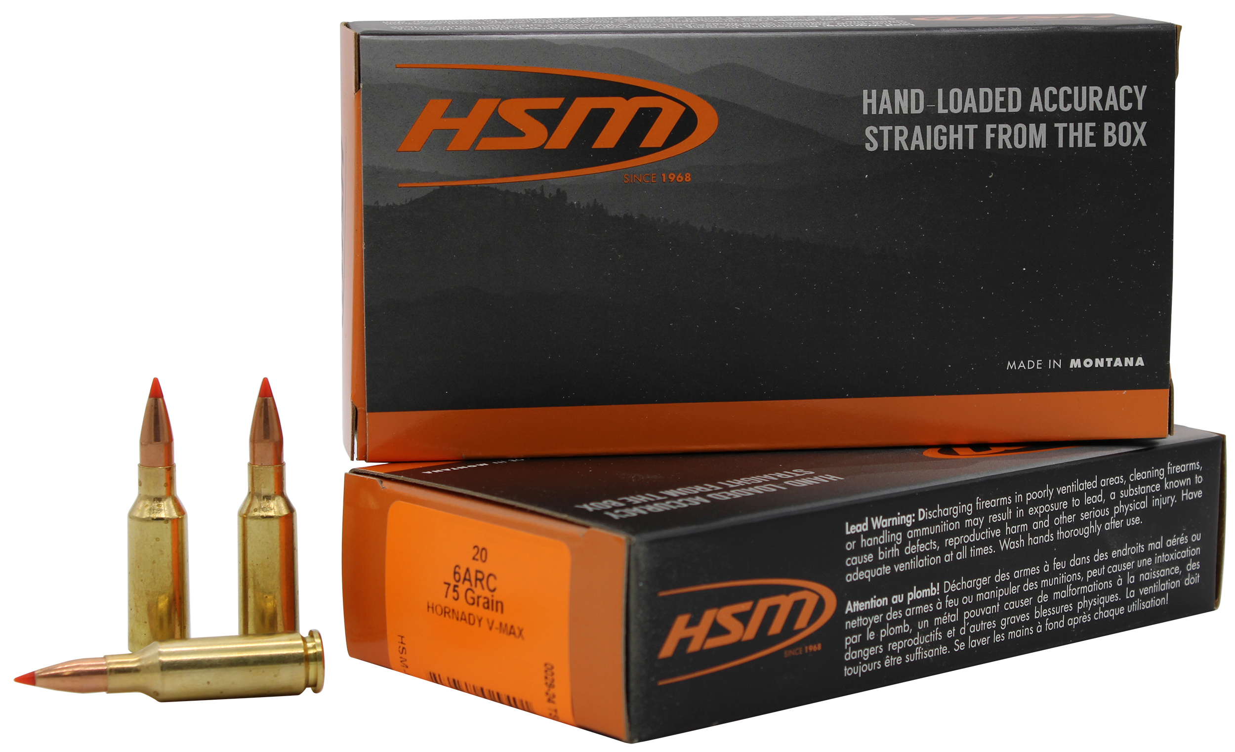 HSM 6ARC1N Centerfire Rifle V-Max 6mm ARC 75 gr Jacket Hollow Point 20 Per Box/ 25 Case