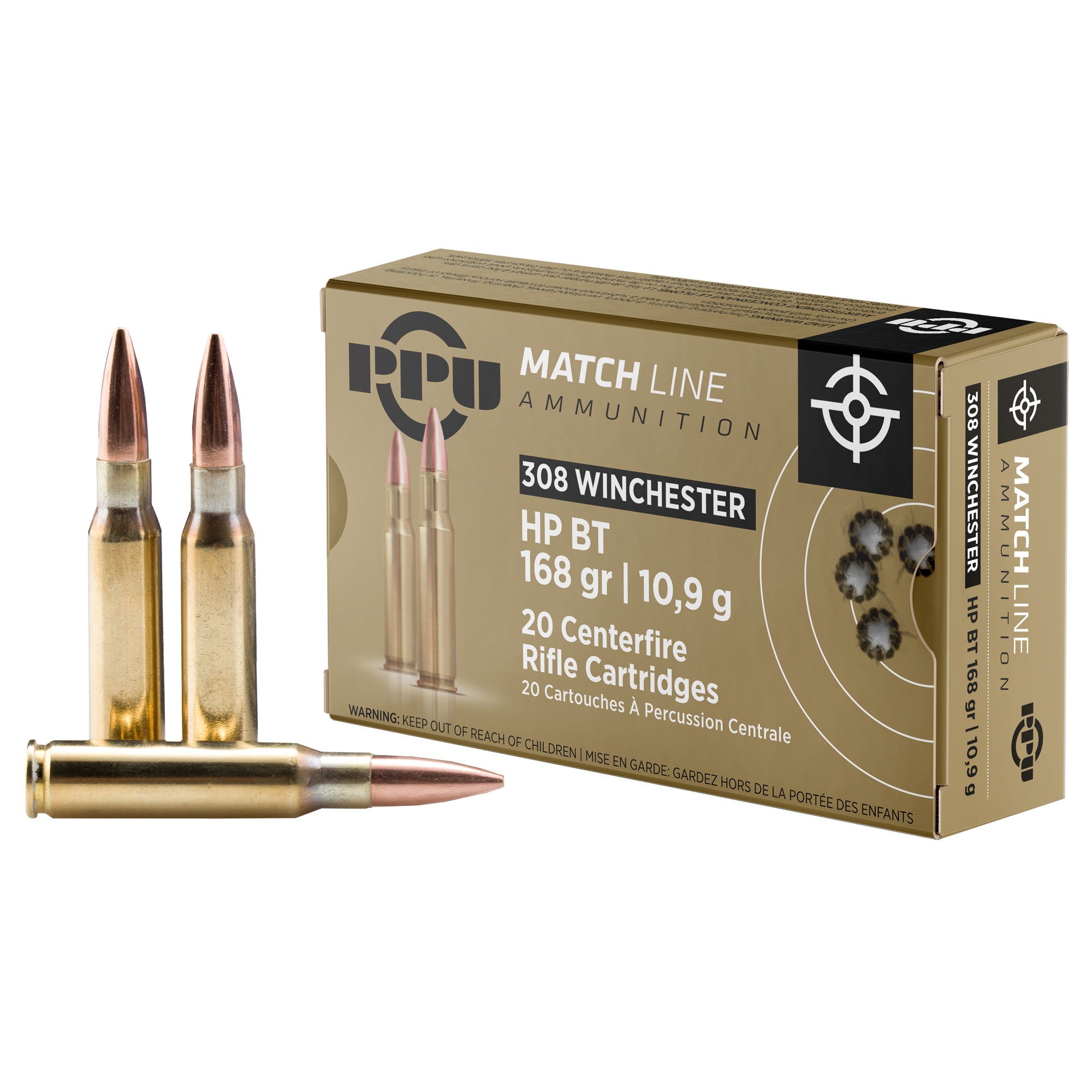 PPU .308 WIN MATCH 168GR HPBT 20/200