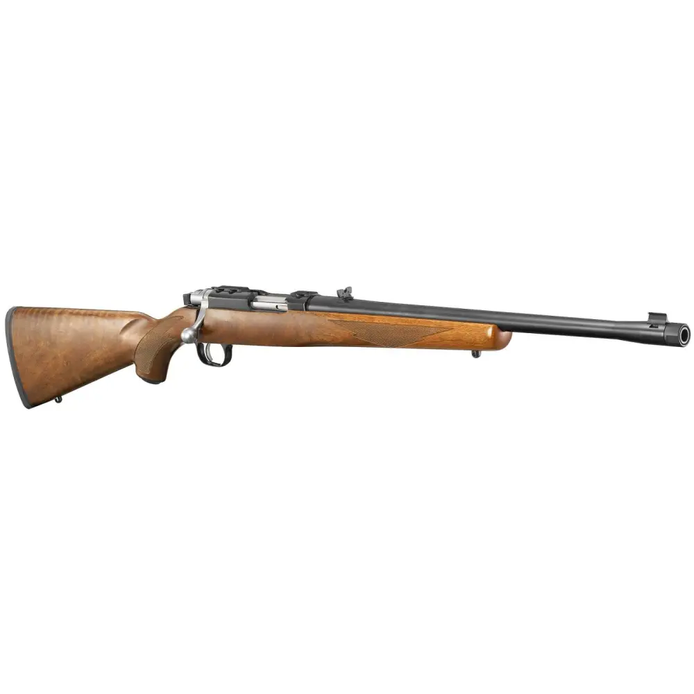 dRUGER 77/44 44 MAG BOLT RIFLE, 18.5" BLUED BBL, THREADED, WALNUT STOCK, 4RD
