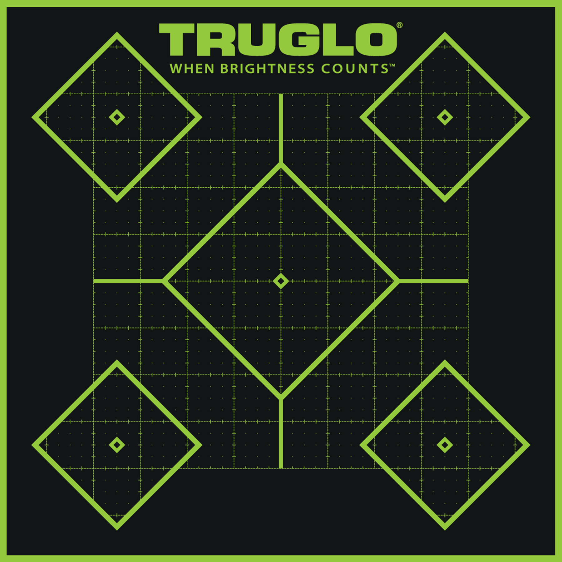 TruGlo TG14A6 Tru-See 5- Diamond Target Self-Adhesive Heavy Paper Black/Green 12"x12" 6 Pack
