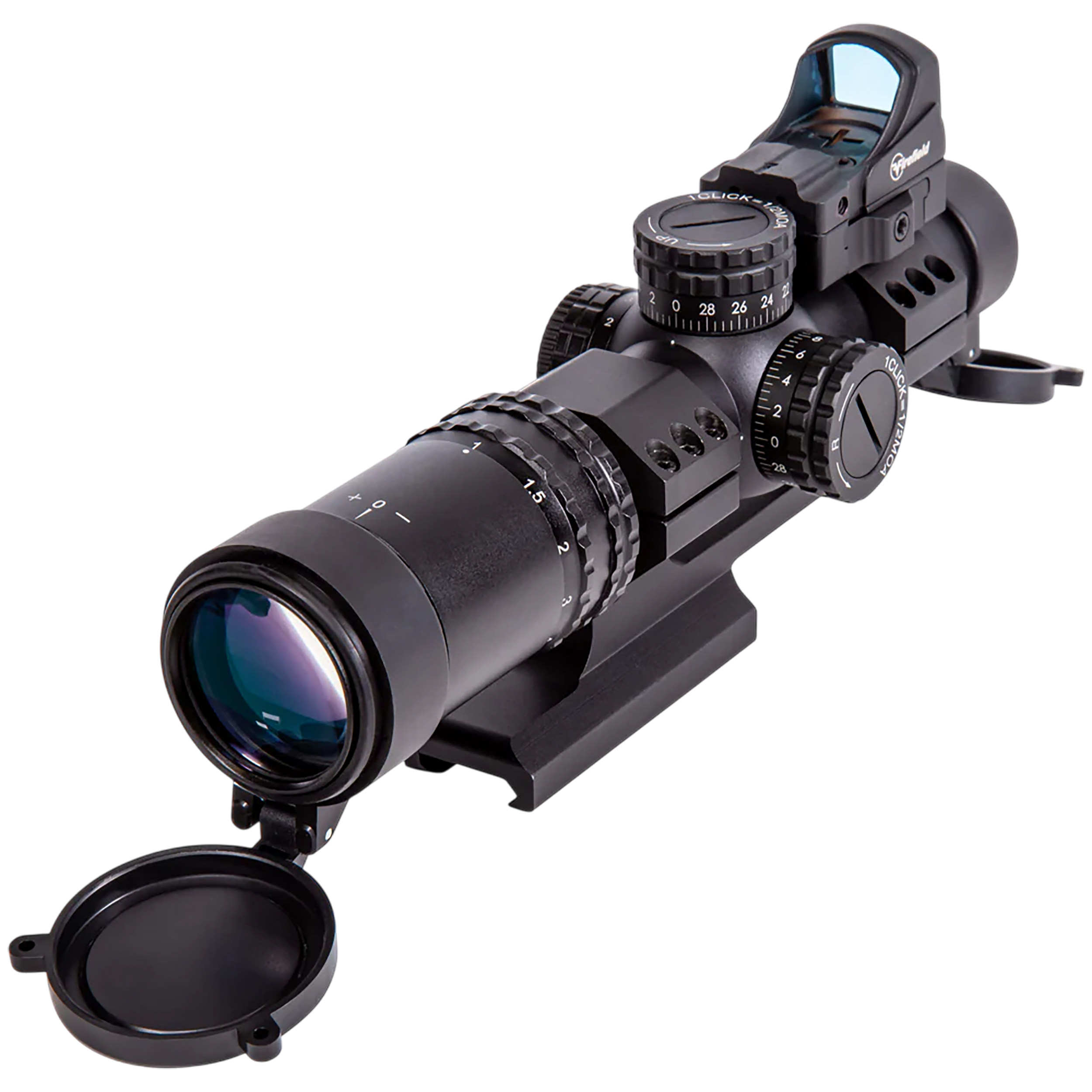 Firefield FF13071K RapidStrike Kit Matte Black 1-4x24mm, 30mm Tube 5 MOA Illuminated Black/Green/Red Circle Dot Reticle