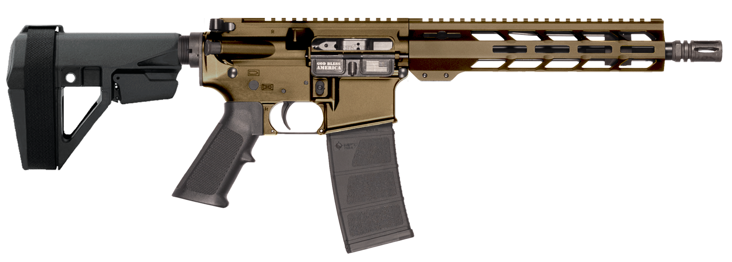 Patriot Ordnance Factory 02541 P-15  Sports South Exclusive 300 Blackout 30+1 10.50" Threaded Barrel, Burnt Bronze Cerakote Aluminum Receiver w/Picatinny Rail, M-LOK Handguard, Black Polymer SB Tactic