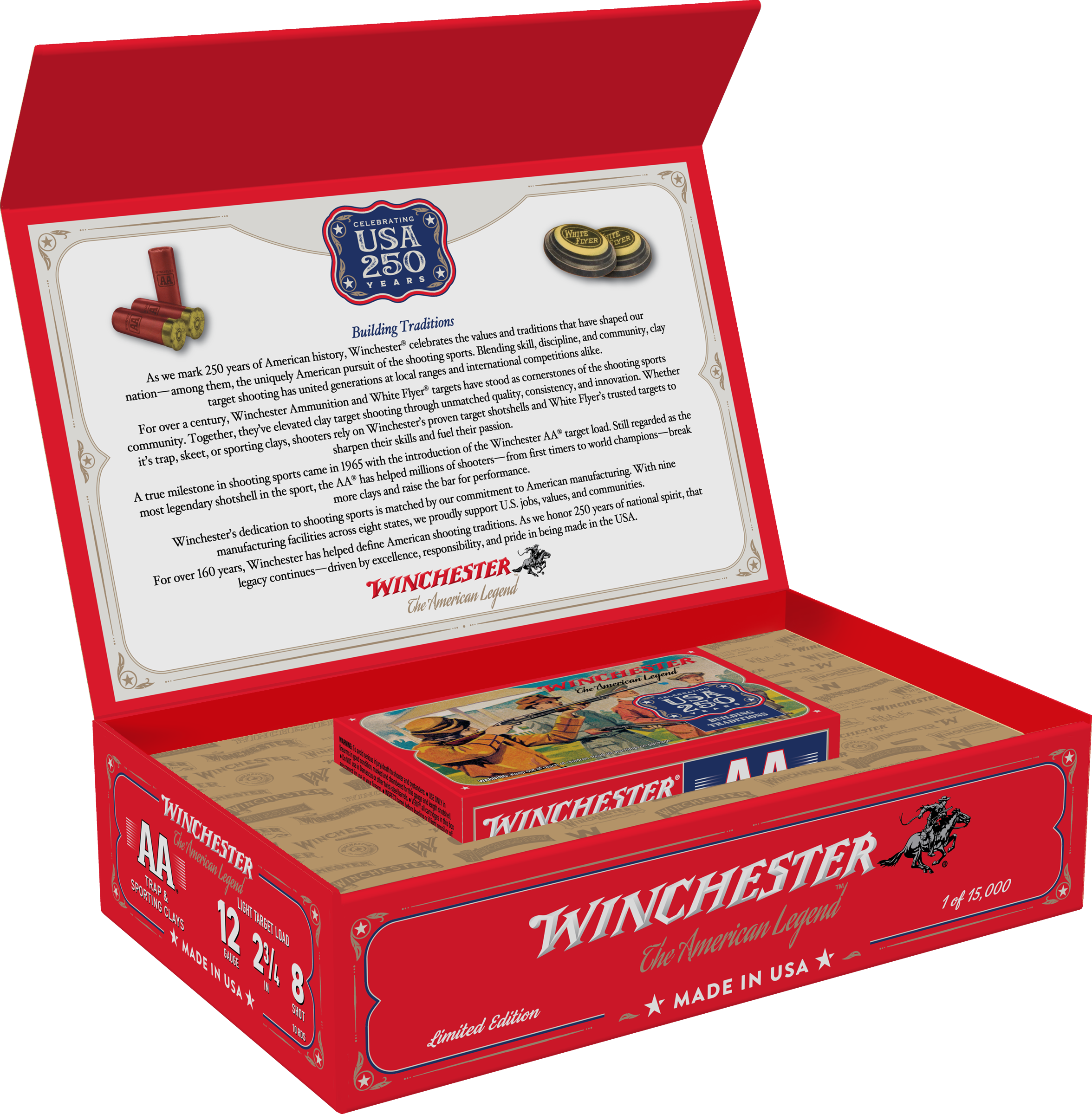 Winchester Ammo AA12250 USA 250th Commemorative Box Series 12Gauge 2.75" 1 1/8oz 8Shot 10 Per Box/6 Case