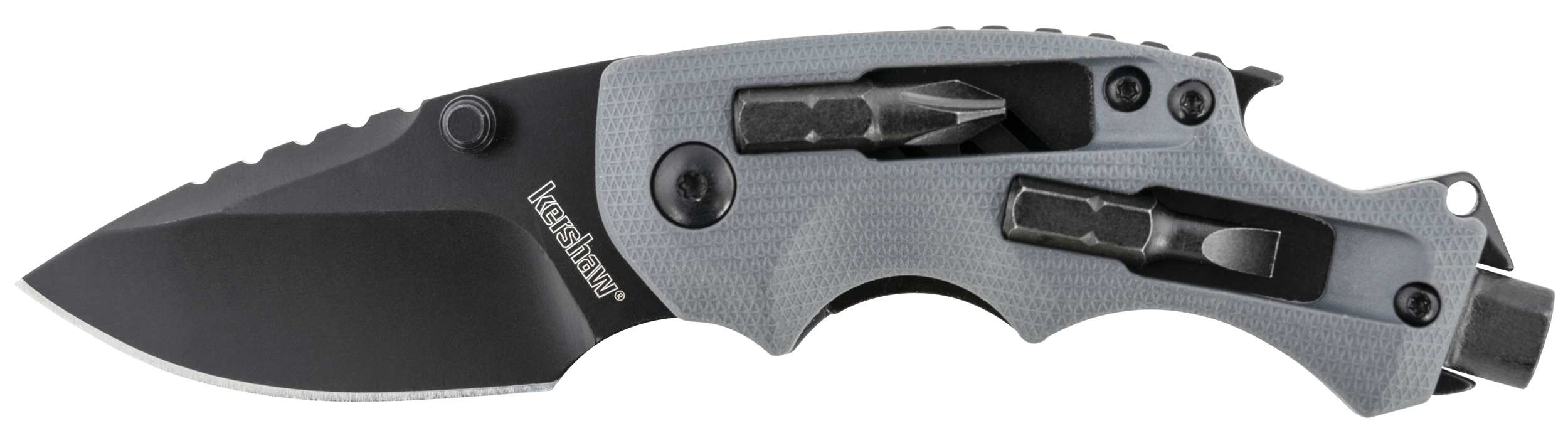 Kershaw 8720 Shuffle DIY 2.40" Folding Drop Point Plain Black Oxide 8Cr13MoV SS Blade Gray Glass-Filled Nylon Handle Includes Pocket Clip