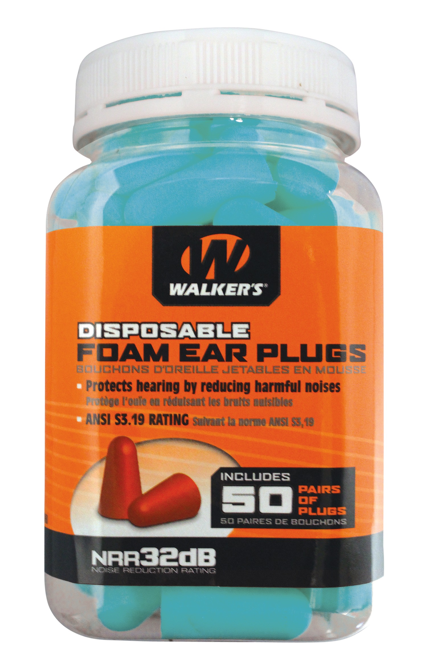 Walker's GWPFP50PKTL Foam Ear Plugs  Foam 32 dB In The Ear Teal Adult 50 Pair