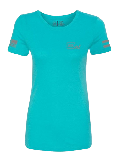 GLK AP96445 GLOCK GIRL FLAG TEE L TEAL