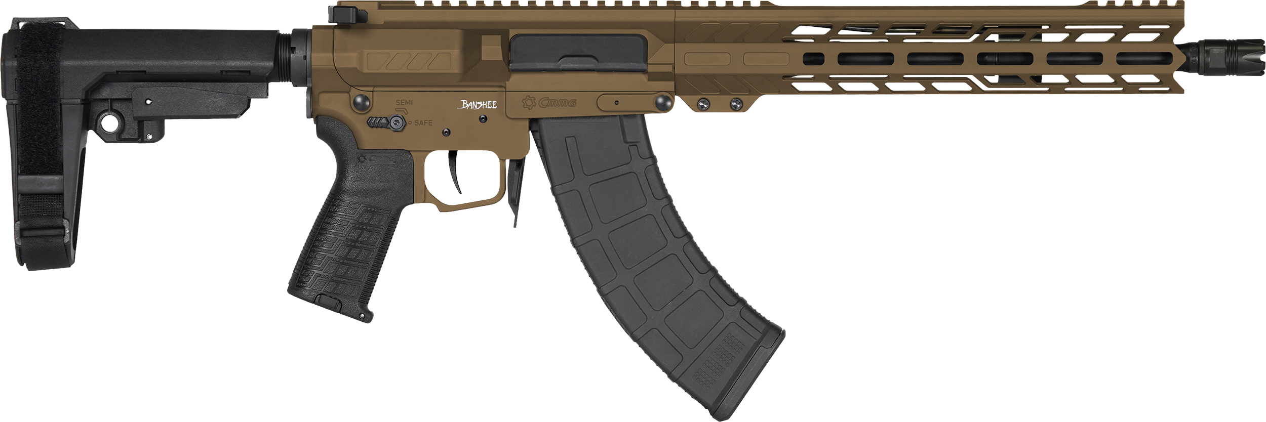 CMMG 76AB60AMB Banshee MK47 7.62x39mm 30+1 12.50" Black Nitride Medium Taper Threaded Barrel, EML 11" M-LOK Handguards, Midnight Bronze Cerakote Aluminum Picatinny Rail Receiver, CMMG Zeroed Grips