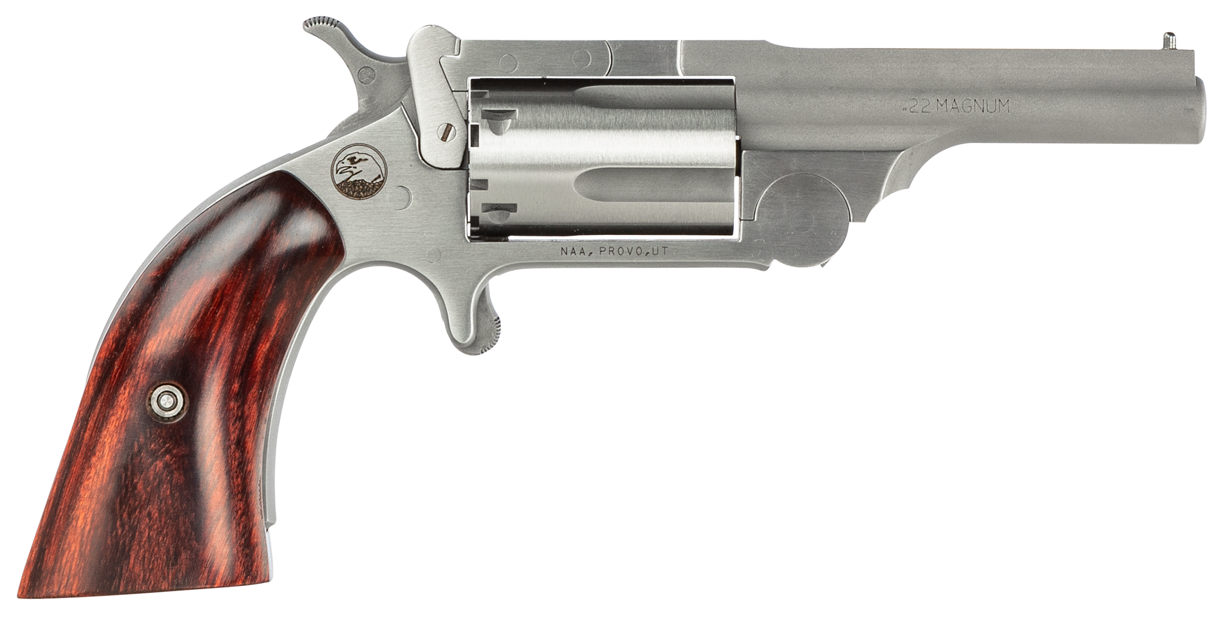 North American Arms 22MR250 Ranger II 22 WMR 5 Shot 2.50" Stainless Steel Barrel, Stainless Steel Frame, Stainless Cylinder, Wood Boot Grip, Exposed Hammer