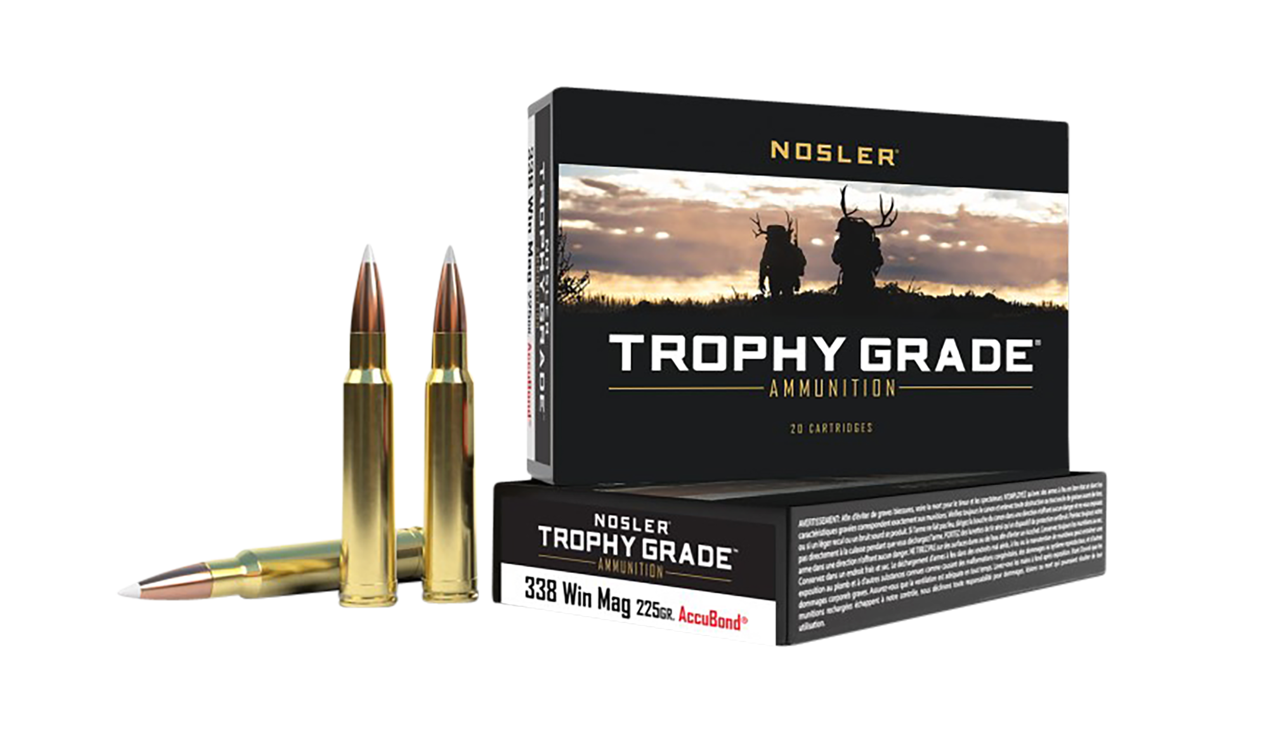 Nosler 60074 Trophy Grade 338WinMag 225gr Nosler AccuBond 20 Per Box/10 Case
