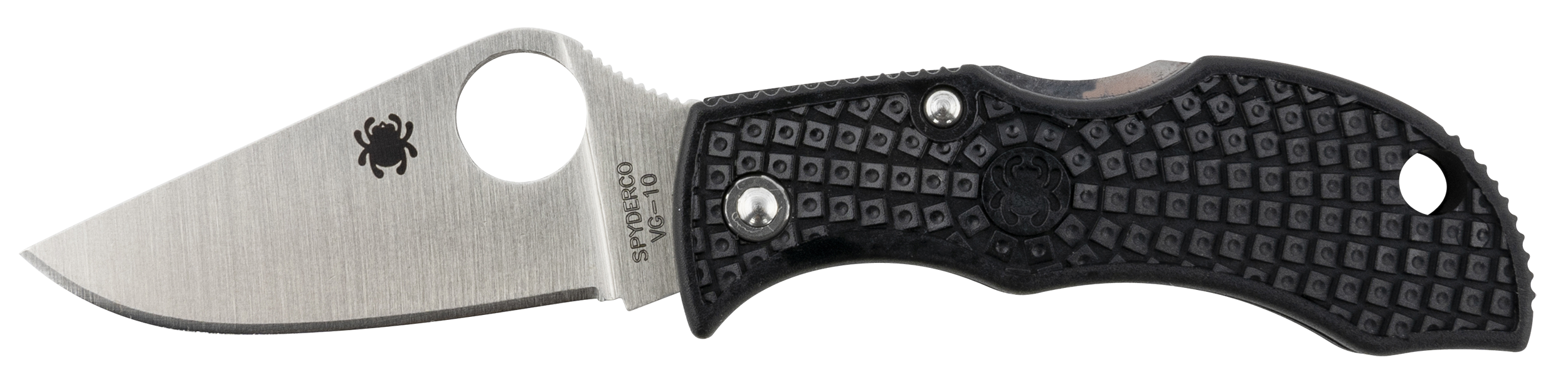 Spyderco MBKP Manbug 1.95" Folding Plain Stonewashed VG-10 SS Blade, Black FRN Handle