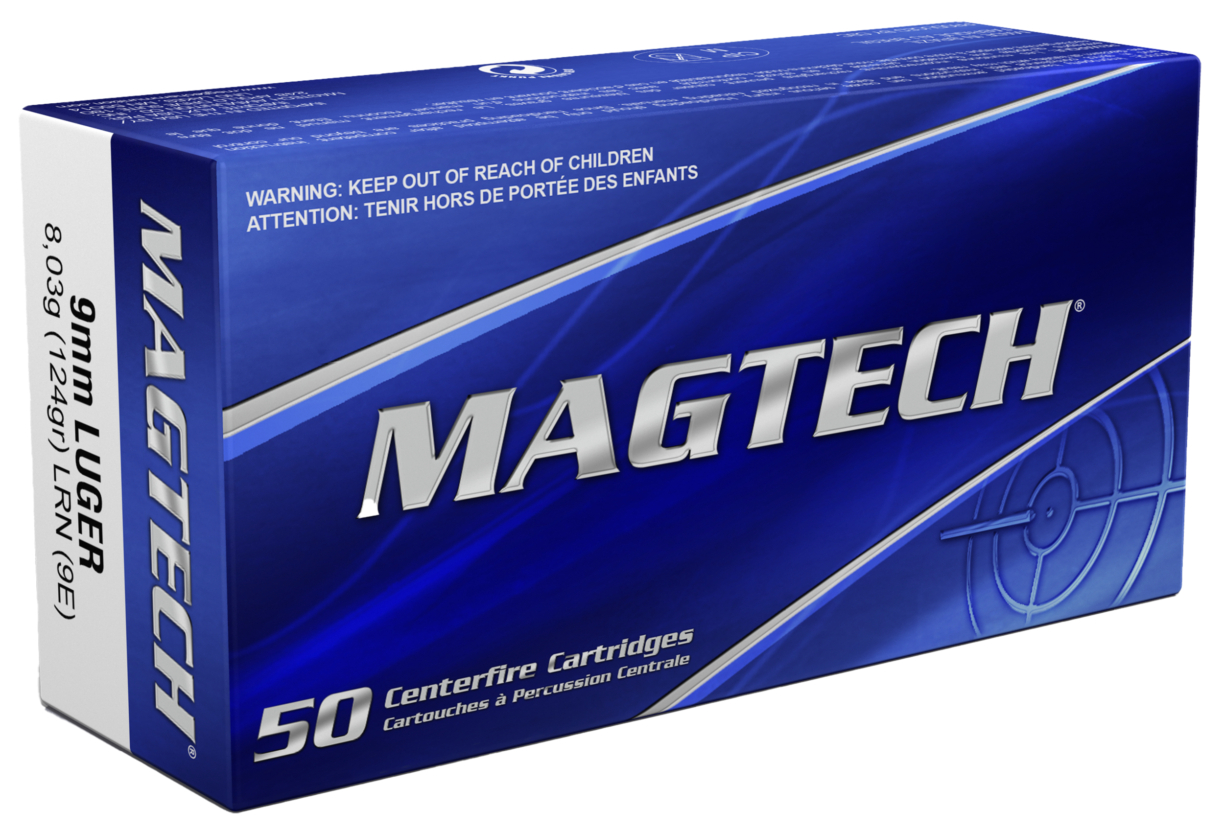 Magtech 9E Range/Training  9mmLuger 124gr Lead Round Nose 50 Per Box/20 Case