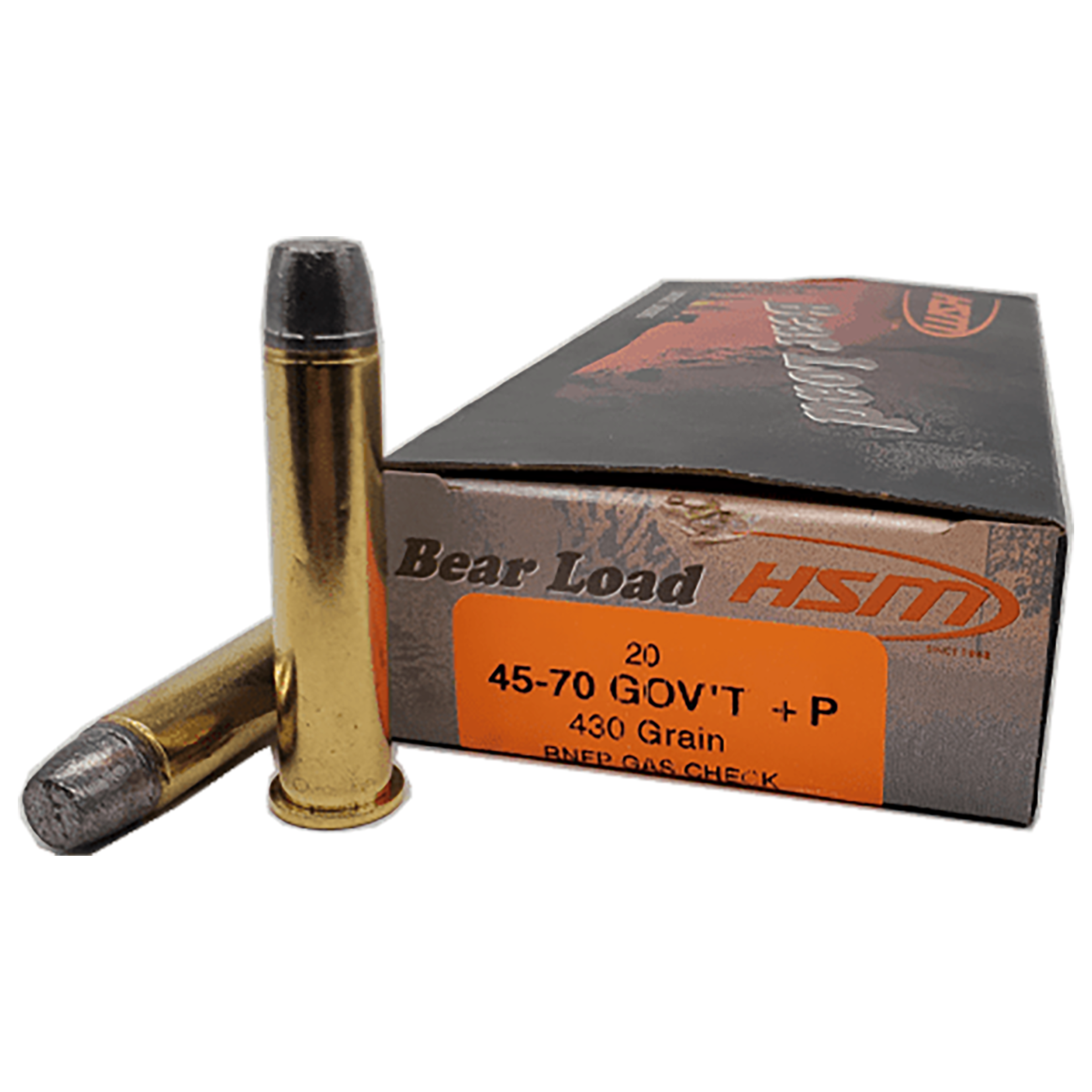 HSM 457012N Bear Load 45-70 Gov 430 gr Round Nose Flat Point 20 Per Box/ 25 Case