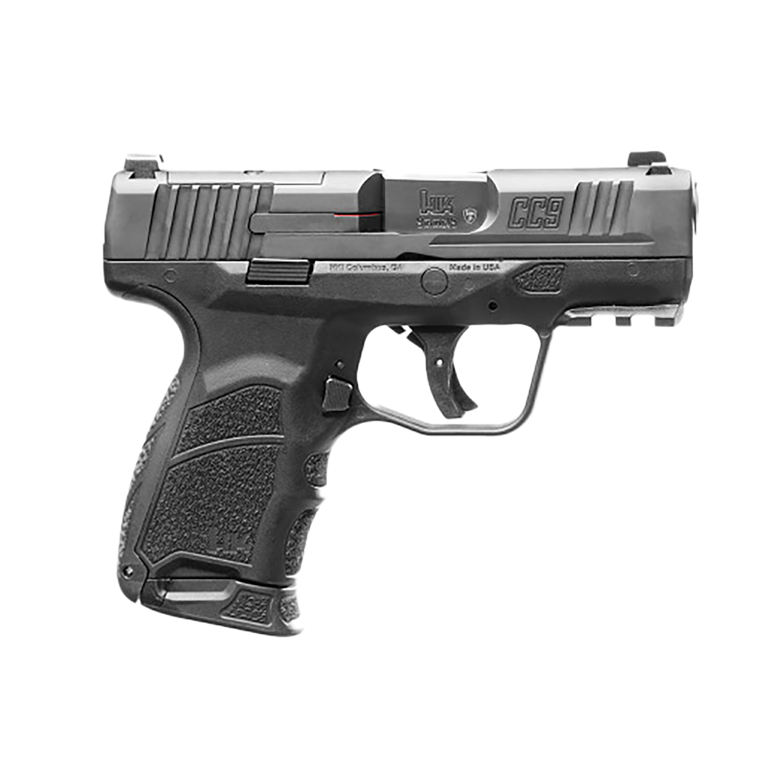 HK 81000550 CC9 9mm Luger 10+1/12+1 3.32" Black Polygonal Rifled Barrel, Optic Ready/Serrated Steel Slide, Polymer Frame w/Picatinny Rail, Black Interchangeable Backstrap Grip