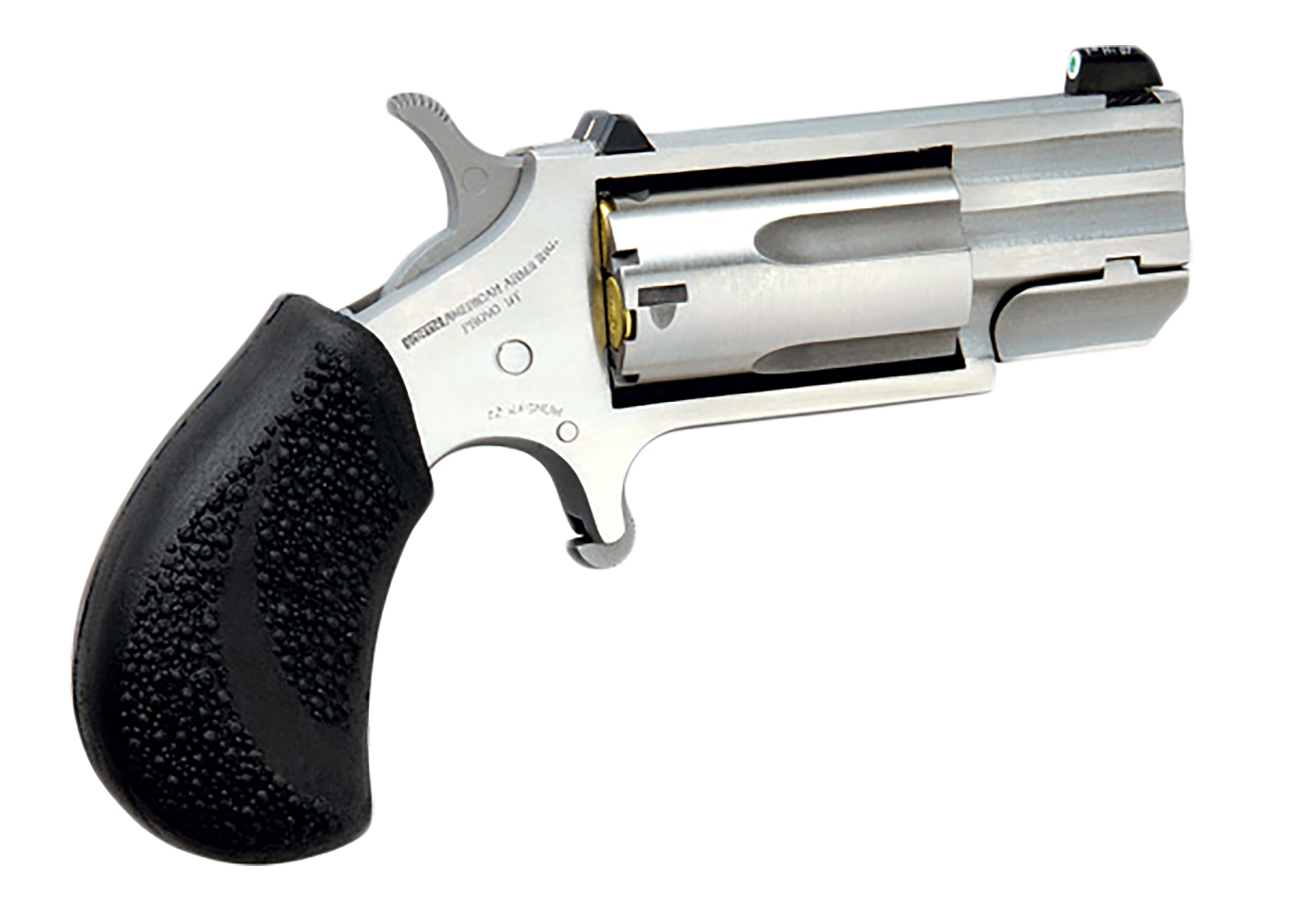 North American Arms PUGT Pug 22 WMR 5 Shot 1" Stainless Steel Barrel, Frame & Cylinder, Black Pebbled Rubber Grip, Exposed Hammer