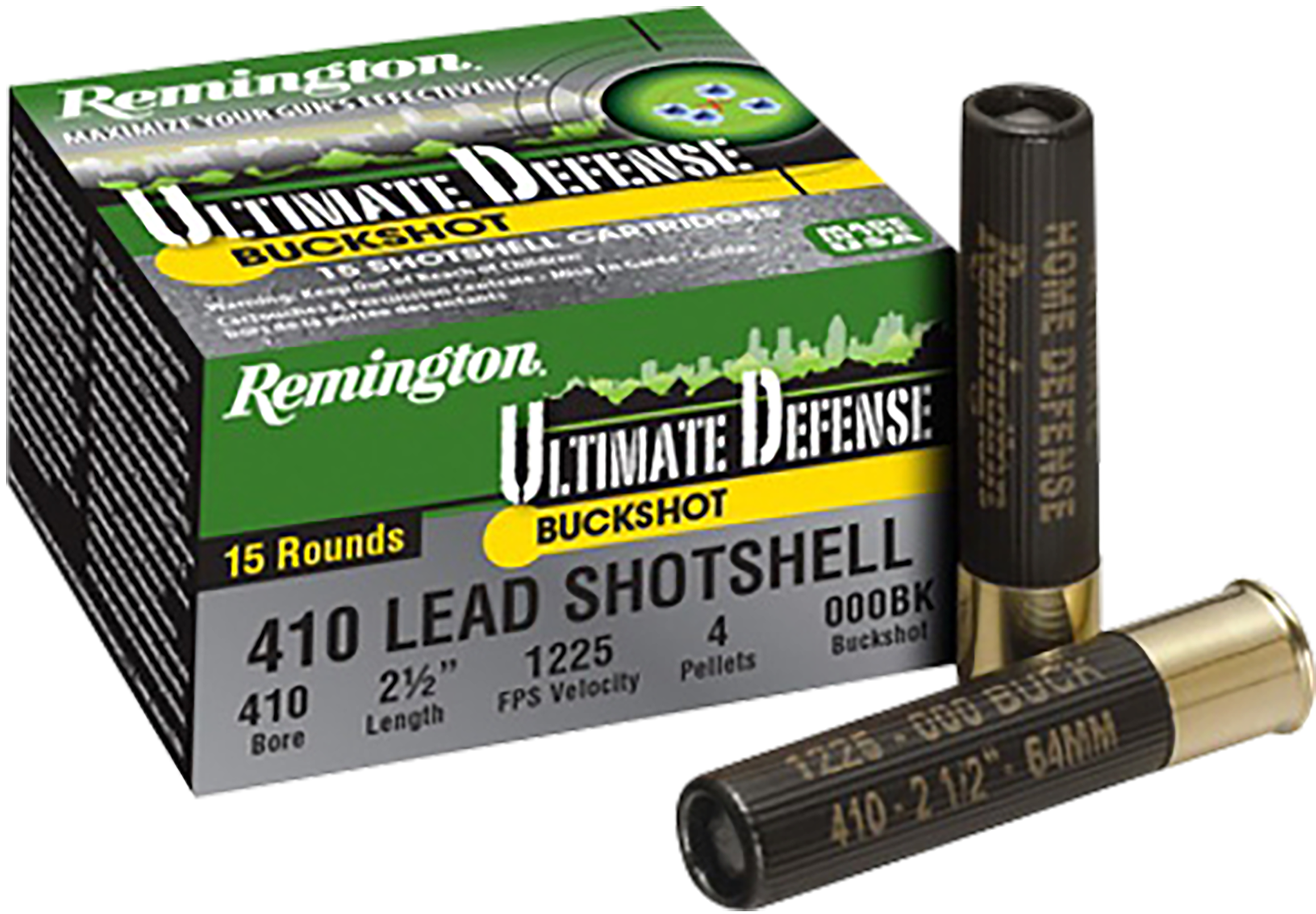 Remington Ammunition 20697 Ultimate Defense Buckshot 410Gauge 2.50" 000Buck Shot 15 Per Box/10 Case