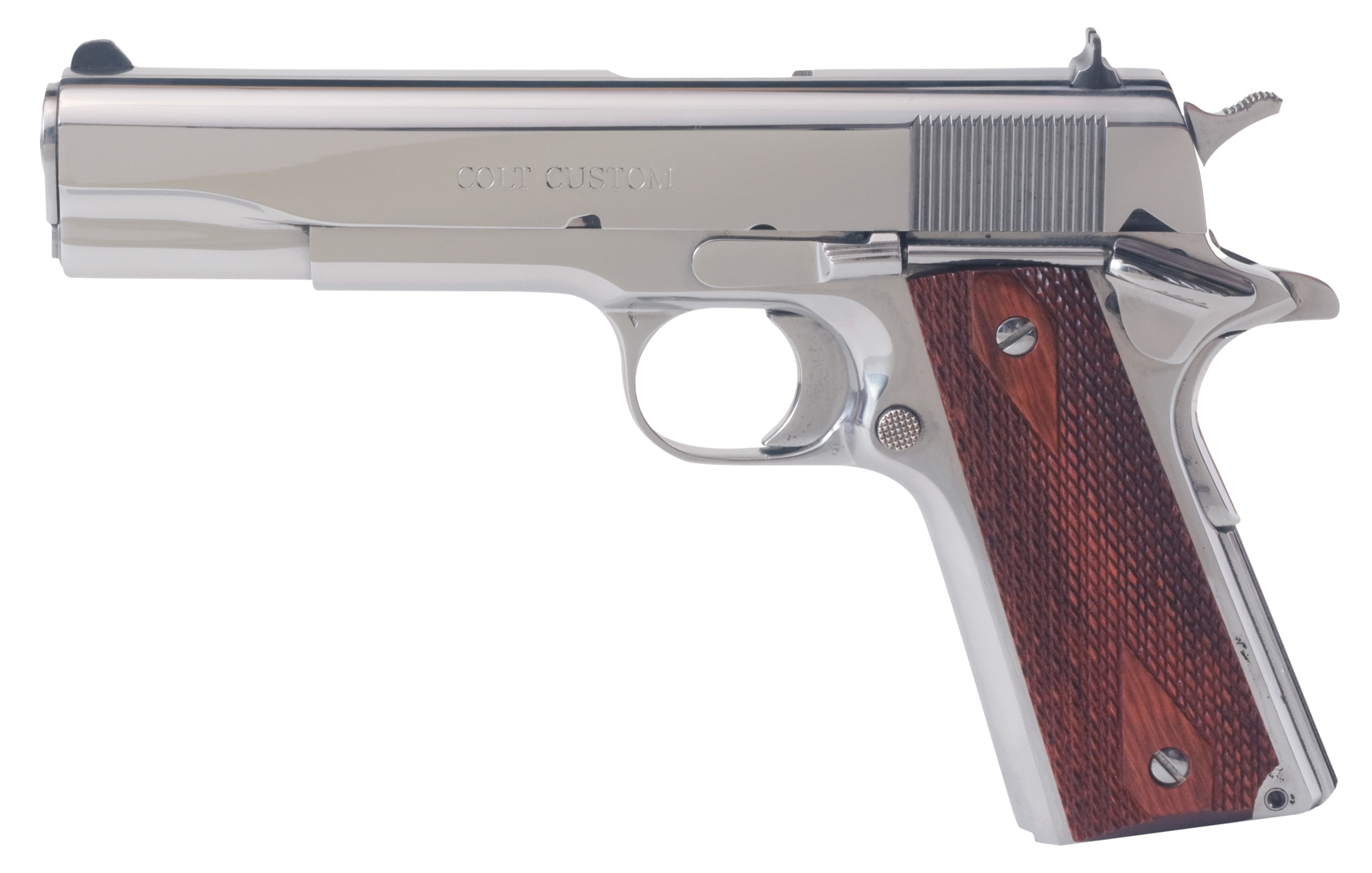 Colt Mfg O1070BSTS 1911 Government 45 ACP 7+1 5" Stainless National Match Barrel, Serrated Slide & Frame w/Beavertail, Redwood Grip