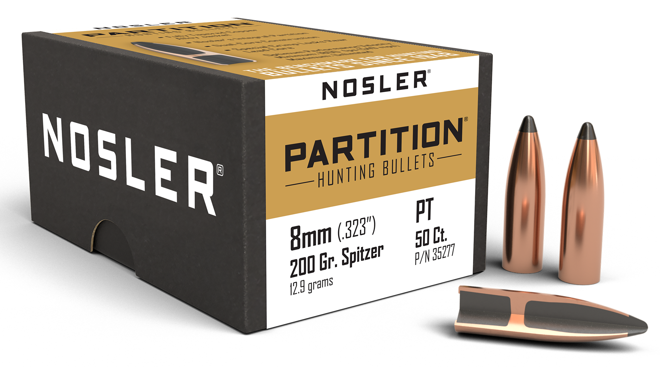 Nosler 35277 Partition  8mm 200gr Partition Spitzer 50/Box
