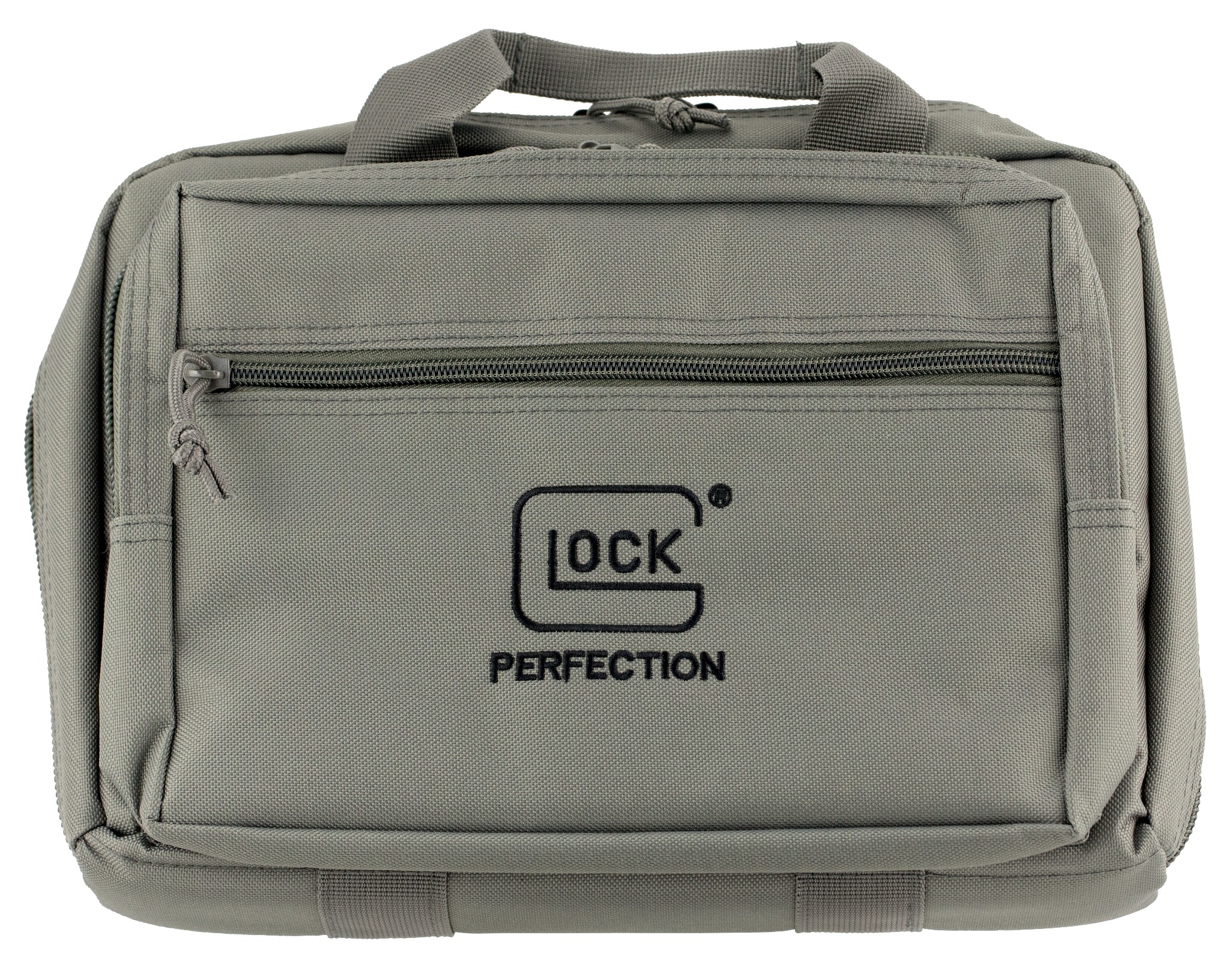 Glock AP60301 Double Pistol Case Dual Padded Compartments, 5 Internal Mag Holders, 3 Zippered Compartments, Carry Handle, Gray, 12.5"x9.5"x4.5"