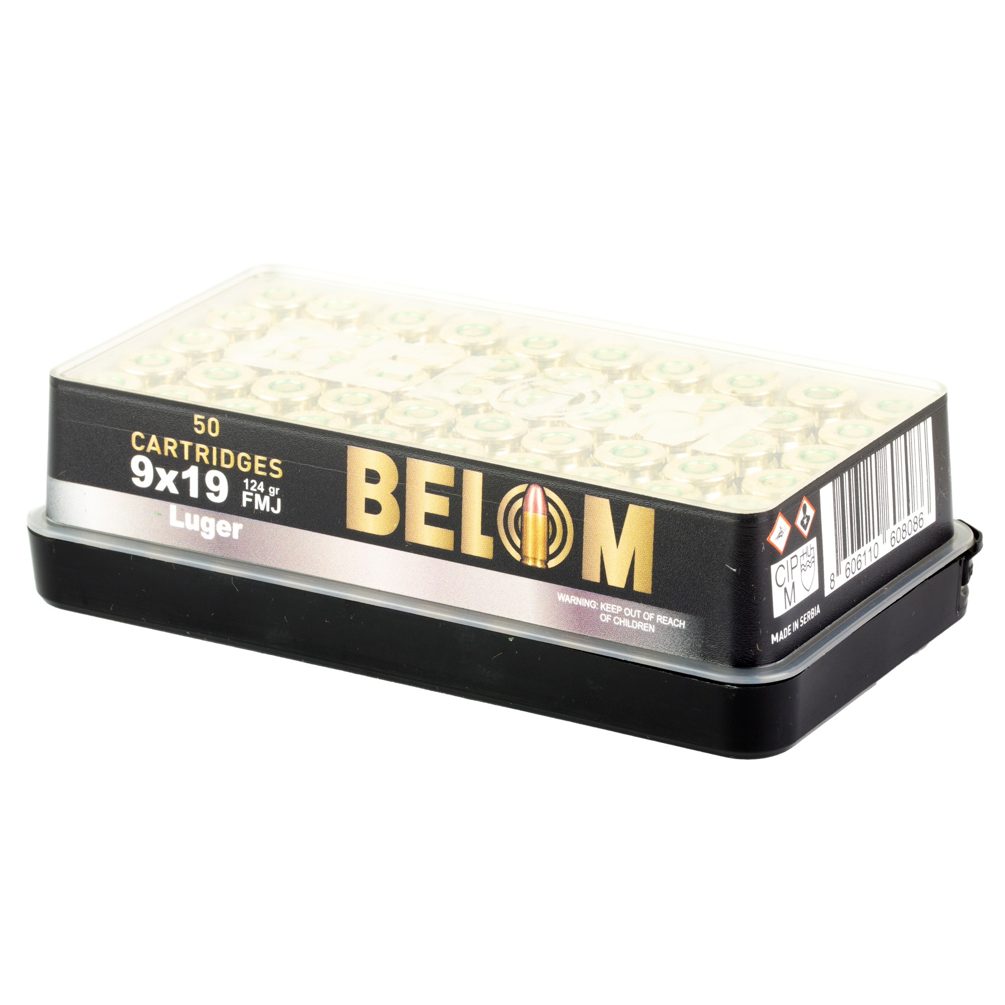 BELOM 9MM 124GR FMJ BRASS 50/1000