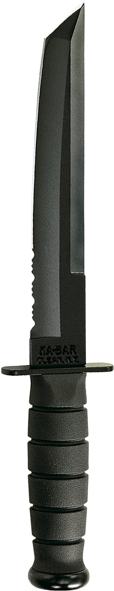 Ka-Bar 1245 Tanto  8" Fixed Tanto Part Serrated Black 1095 Cro-Van Blade, Black Kraton G Handle, Includes Sheath