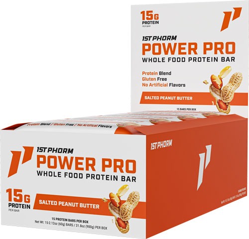 1st Phorm Power Pro Salted Peanut Butter Protein Bars 15ct