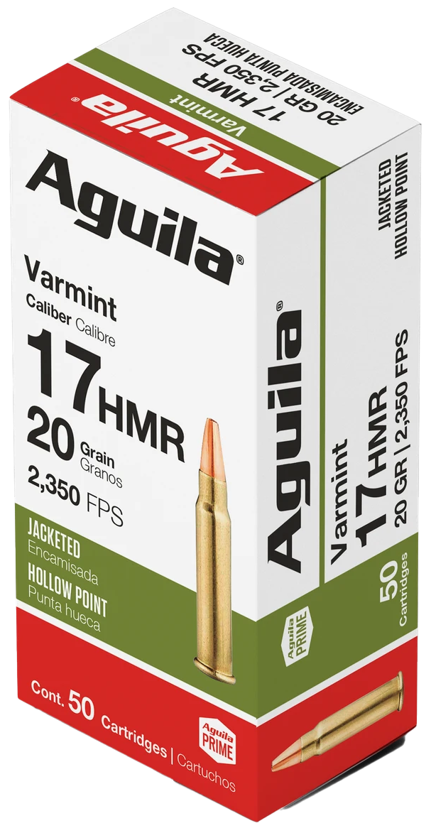 Aguila 1B222347 Varmint  17HMR 20gr Jacketed Hollow Point 50 Per Box/20 Case