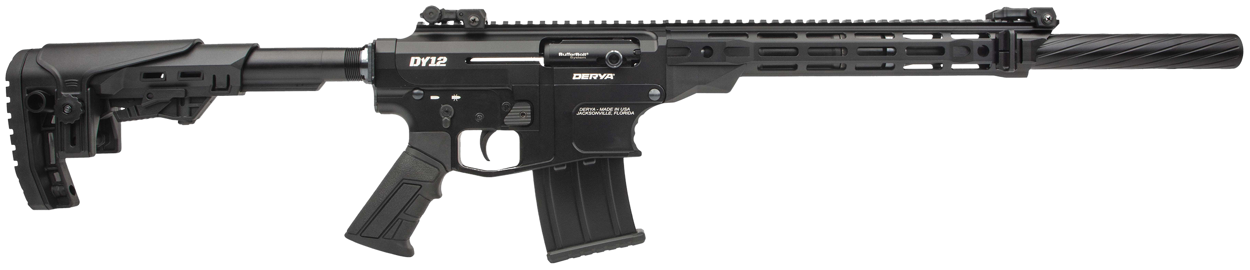 Derya Firearms DY1218US Namlu DY12 12 Gauge Semi-Auto 3" 5+1 18" Black Melotine Threaded Barrel, Black Anodized Aluminum Receiver w/Picatinny Rail, Black Adjustable Polymer Stock & Pistol Grip