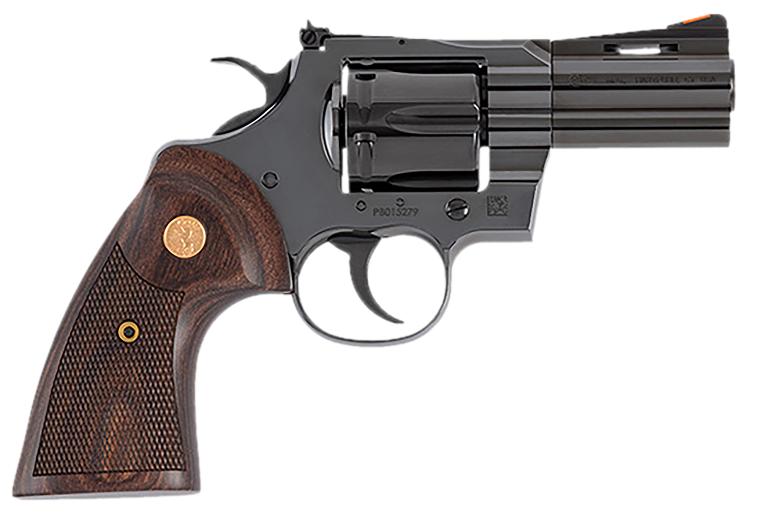 Colt Mfg PYTHONBP3WTS Python  357 Mag/38 Special 6 Shot 3" Blued Carbon Steel Vent Rib Barrel, Cylinder & Frame, Wood Grip, Exposed Hammer