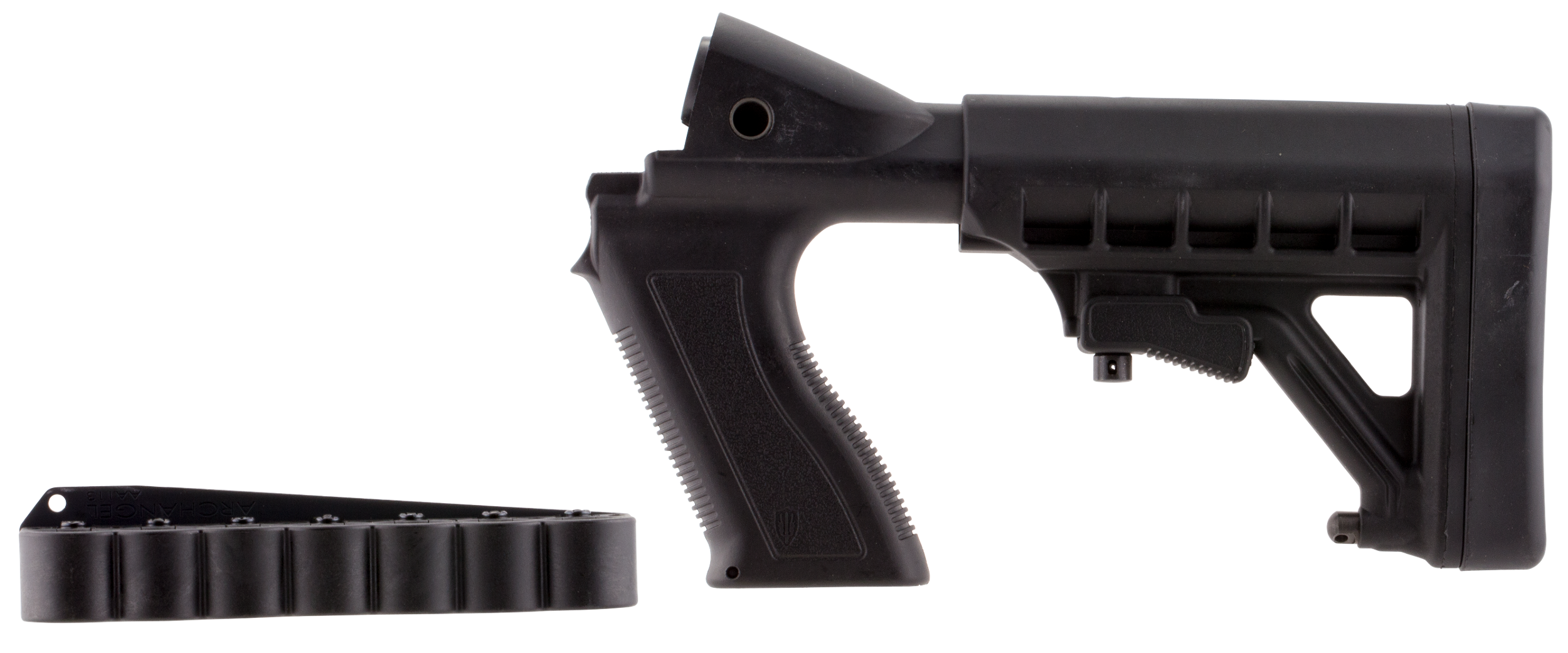 Archangel AA50088 Tactical Pistol Grip Stock Black Synthetic 6 Position with Shell Holder for 12 Gauge Mossberg 500, 590; Maverick 88