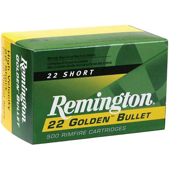 REMINGTON 22 GOLDEN BULLET, 22 SHORT, HV 29GR RN 50 RD/BX 100 BX/CS
