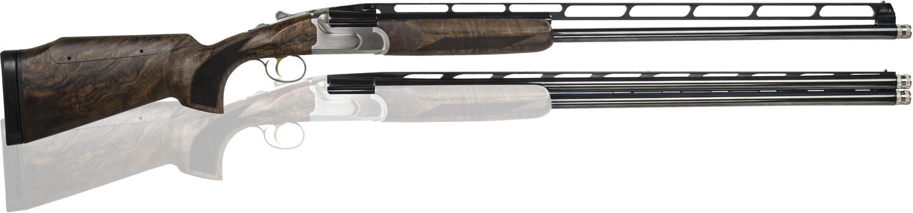 CZ-USA 06582 All American Trap Combo 12 Gauge 3" 2rd 32" Gloss Blued Barrel, Brushed Stainless Metal Finish, Turkish Walnut Stock with Monte Carlo Adjustable Comb