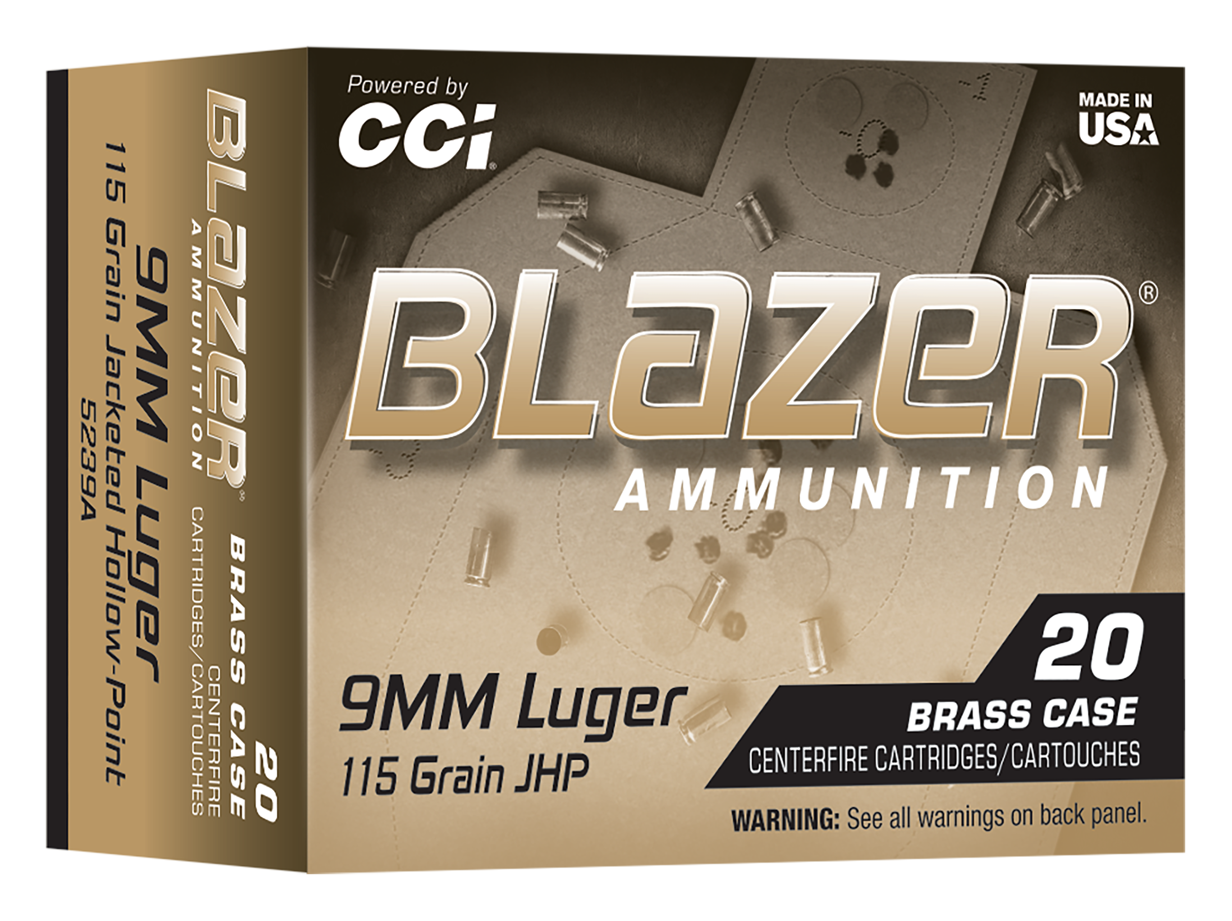 CCI 5239A Blazer 9mmLuger 115gr Jacketed Hollow Point 20/Box
