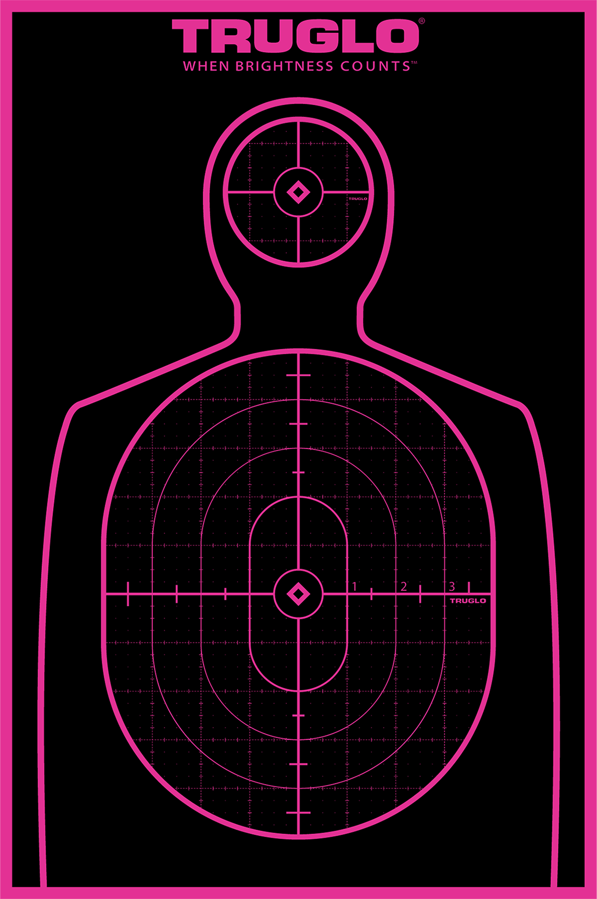 TruGlo TG13P6 Tru-See Handgun Target Self-Adhesive Heavy Paper Black/Pink 12"x18" Silhouette 6 Pack