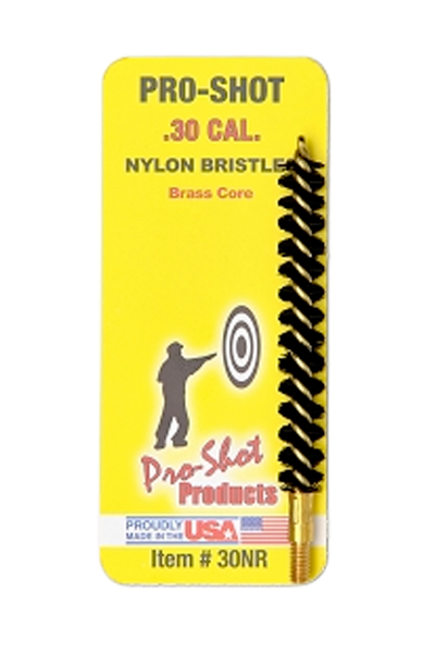 Pro-Shot 30NR Bore Brush .30/ 7.62mm Cal Rifle #8-32 Thread Nylon Bristles Brass Core
