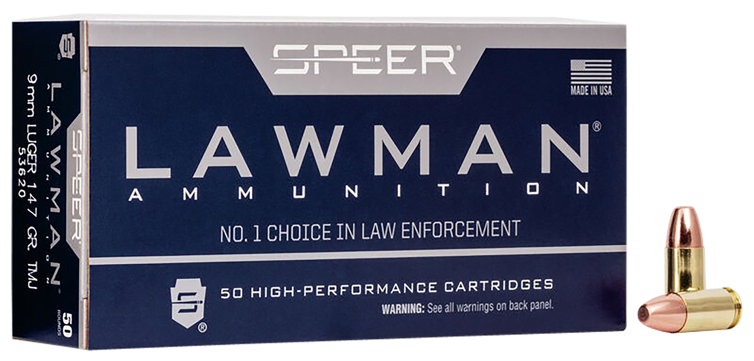 Speer 53620 Lawman  9mmLuger 147gr Total Metal Jacket Round Nose 50 Per Box/20 Case