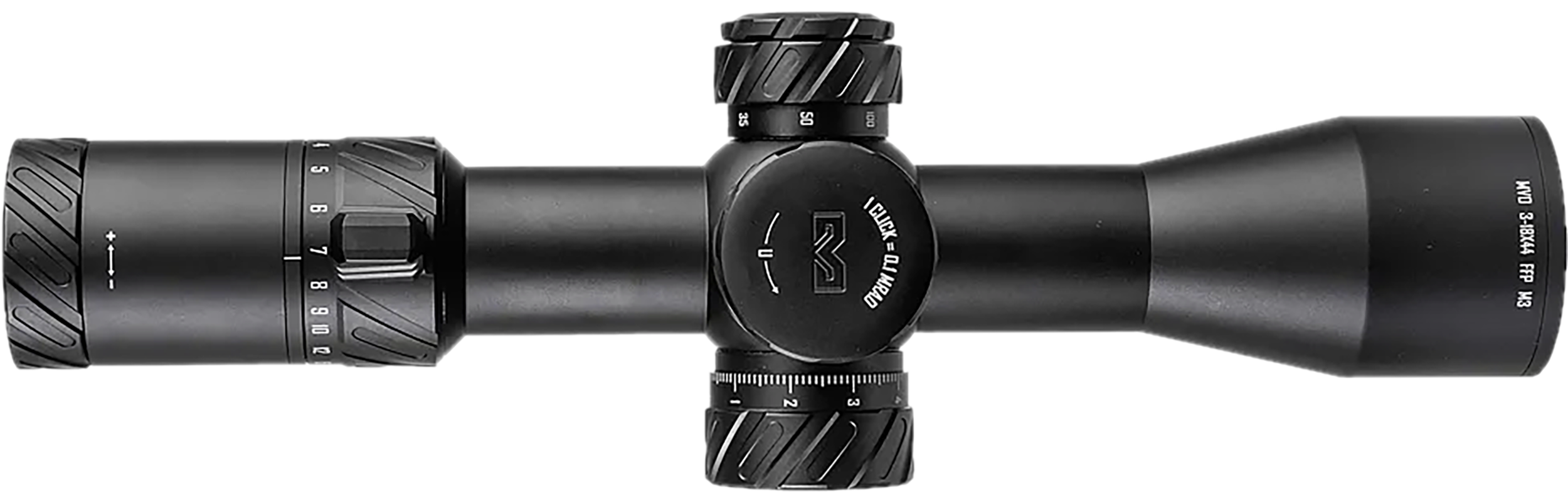 Meprolight USA 901246703 MVO  Matte Black Anodized 3-18x44mm, 34mm Tube, Illuminated M3 MRAD Etched Green/Red Reticle