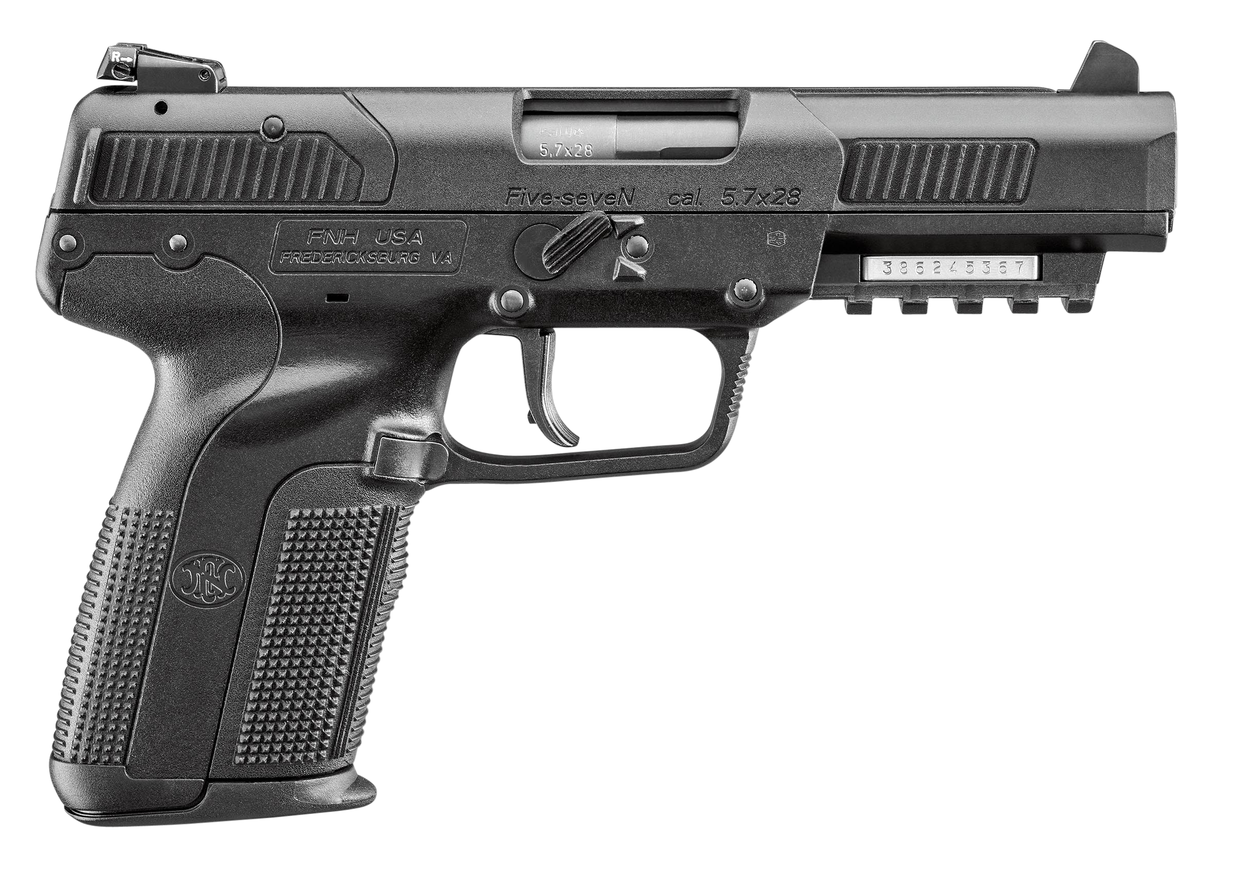 FN 3868929354 Five-seveN  5.7x28mm 4.80" 20+1 Black Black Steel Slide Black Polymer Grip